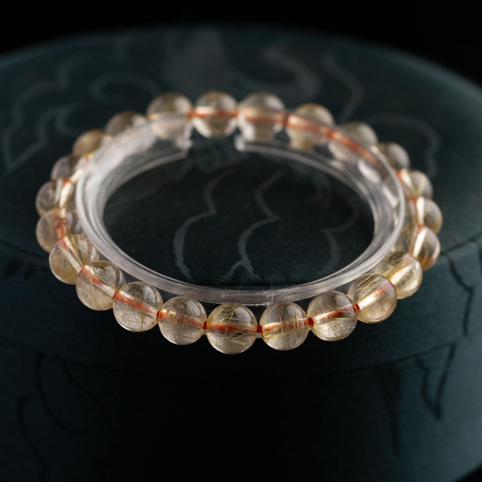 Pulsera de Cuentas de Chakras con Cristales de Piedras Preciosas de Citrino, Cuentas de Cristal Natural, Cuentas de Piedra Lisa Redonda Pulida de Cuarzo rutilado Dorado, Cuentas,15MM
