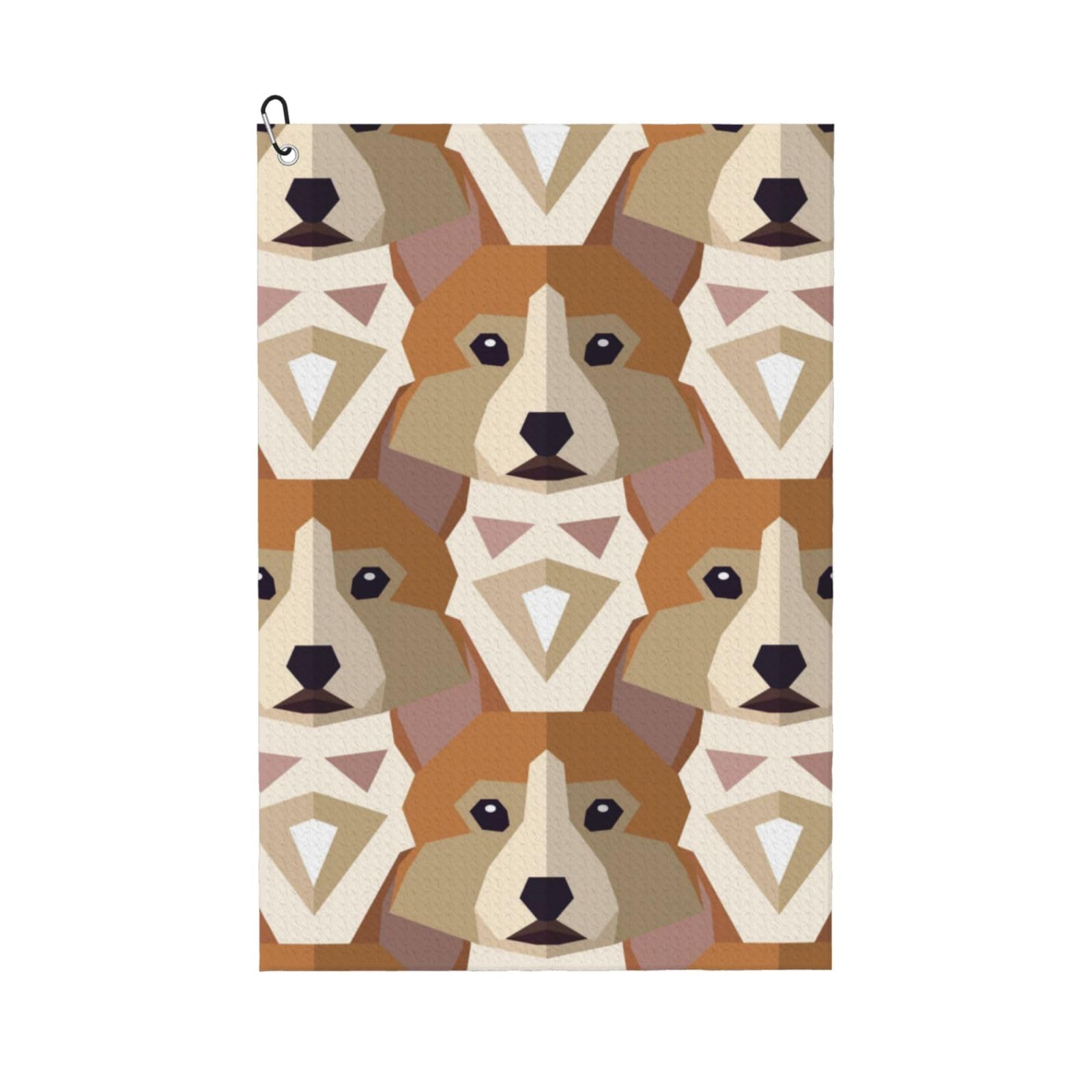 Hnnkloy Welsh Corgi Head Pattern, 16x24 in Portable Waffle Golf Towels with Carabiner Clip for Golf Bag