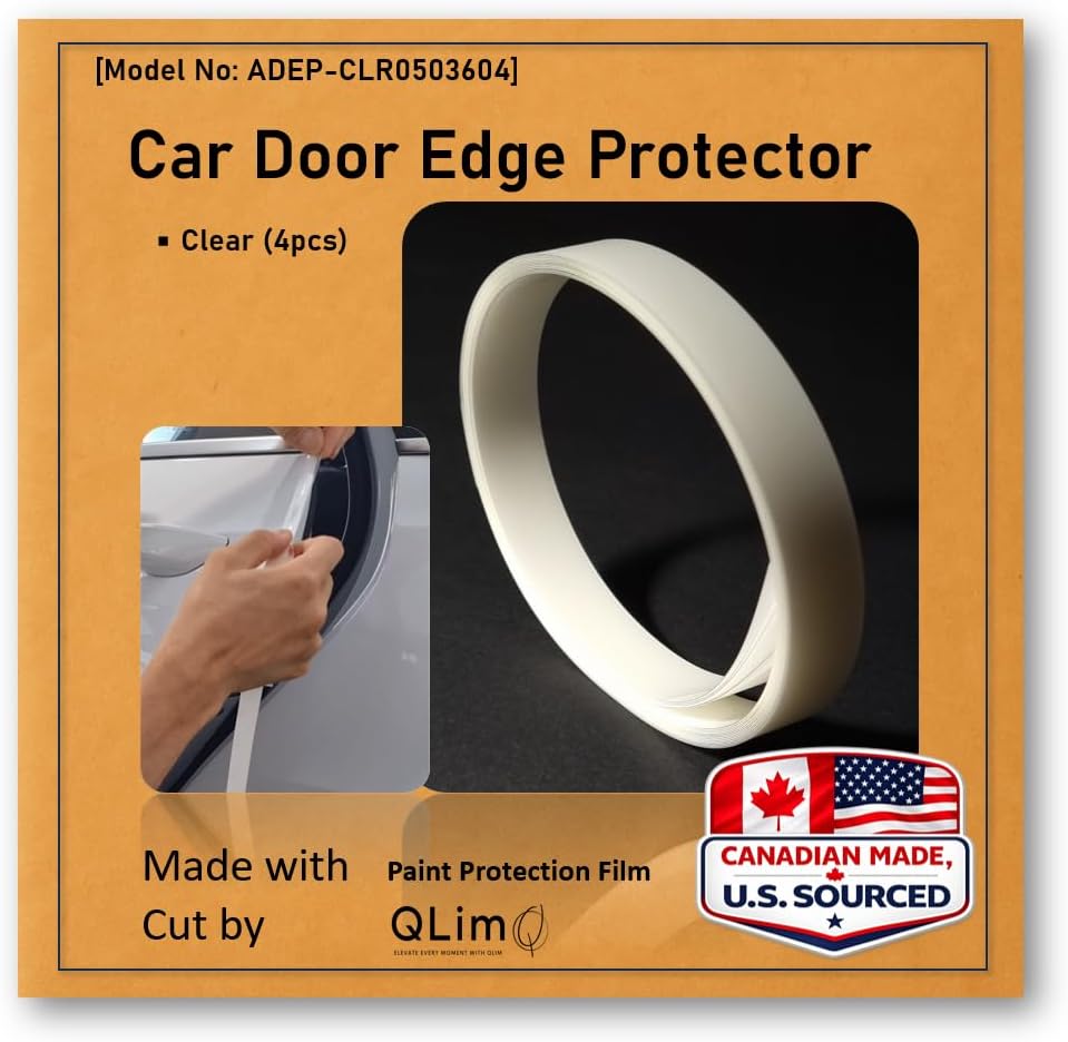 4doors Customized Car Door Edge Protector Made with 3M Paint Protection Film, Clear(Transparent), Anti Scratch, Universal Fit for Most Cars (Clear 0.5inx36in /4strips)