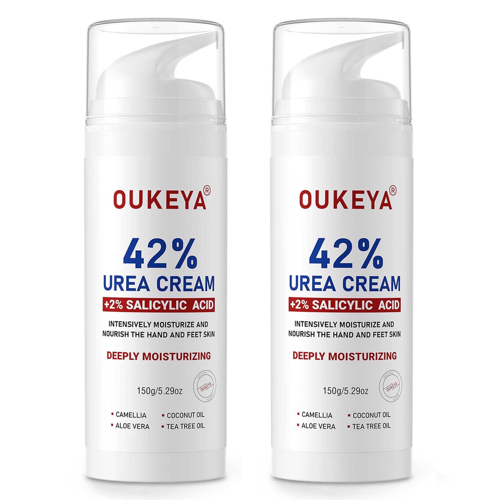OUKEYA Urea Cream 42% Plus 2% Salicylic Acid, For Extremely Dry Skin on Heels, Elbows, Knees, 5.29 Ounce (Pack of 2)