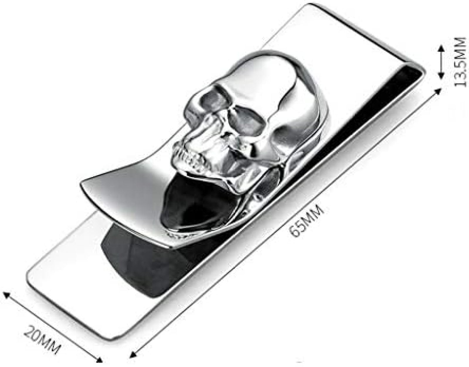 Geldklammer Edelstahl Mit Totenkopf - Schlanke Alternative Zur Brieftasche In Schwarz