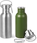 Volhoply 20oz Bouteille d'eau à paroi unique, en acier inoxydable, avec poignée, BPA Gratuit 18/8 304 Bouteilles d'eau de sport pour le camping Randonnée à vélo (Navy,1)