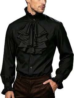 Men's Pirate Shirt Renaissance Blouse Ruffled Collar Vampire Top