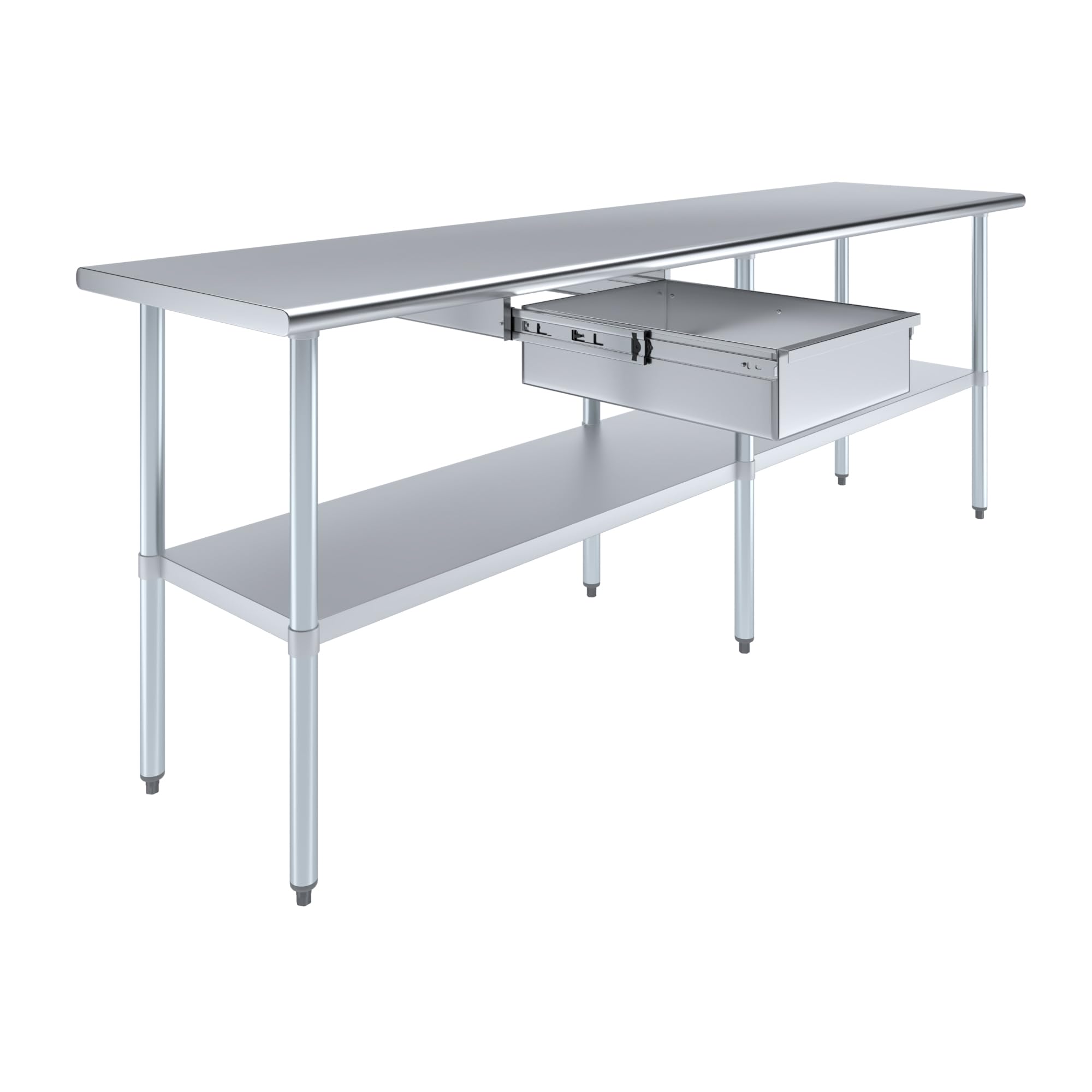 AmGood Stainless Steel Table with Drawer | Commercial &amp; Residential Kitchen Laundry Garage Utility Bench | NSF Metal Prep Table (Stainless Steel Table + Drawer, 96" Long x 24" Deep)