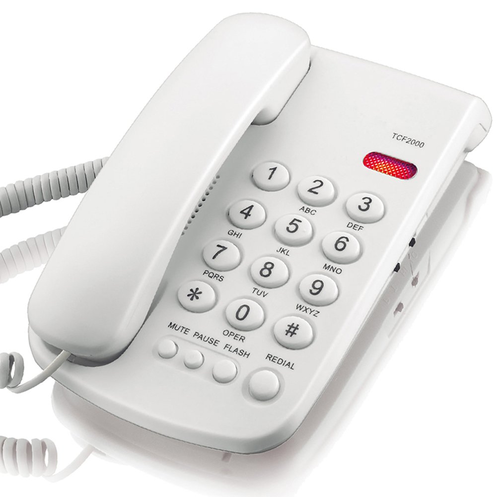 KerLiTar K-P041 Corded Phone Simple House Phone with Cord Basic Phone for Business Home Office Phone Landline Desktop Phone Senior Phone for Elderly(White)