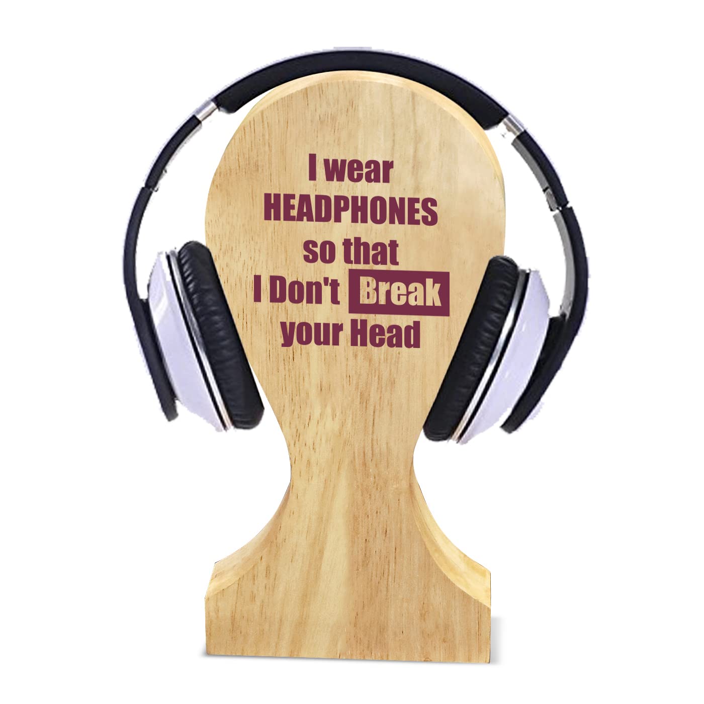 Graphicalmela Wooden Headphone Stand / Headphone Holder for Gaming, Home Office and Internal Calling Quirky Message-image-12
