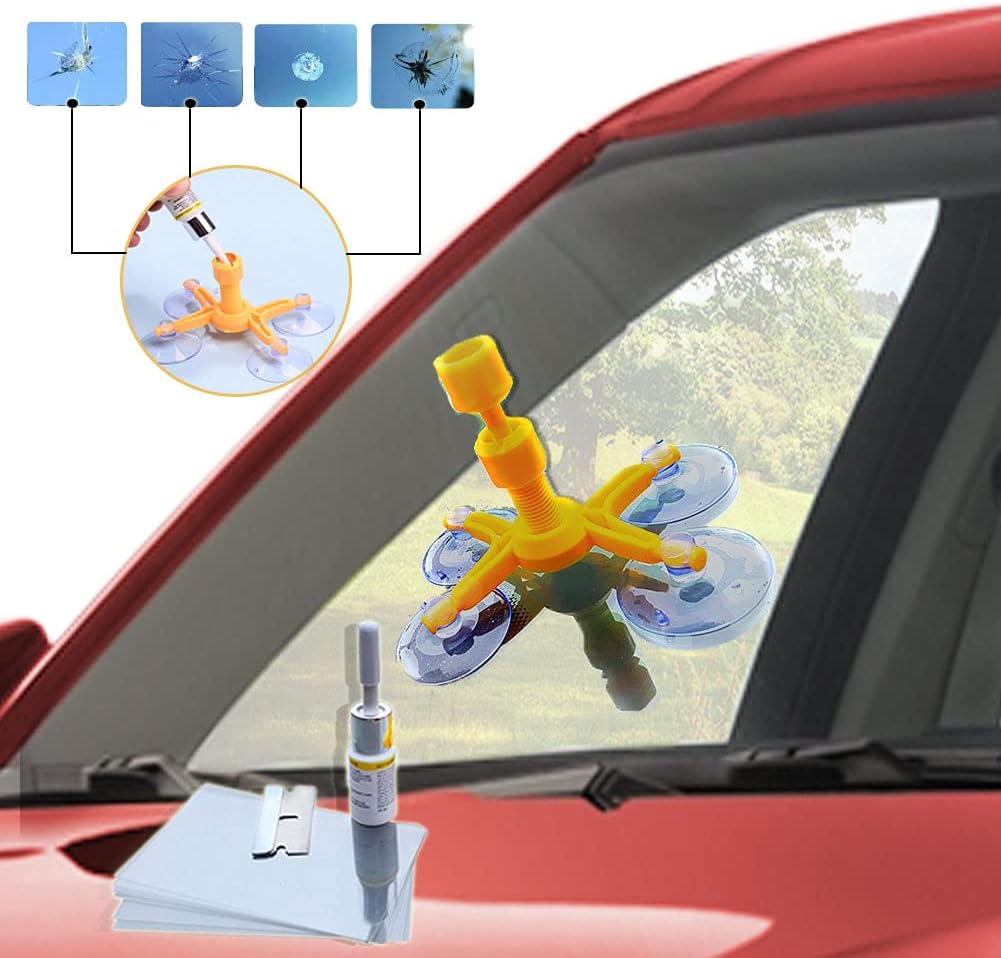 X-Speed Car Windshield Repair Kit for Chips and Cracks, Bulls-Eye, Star-Shaped, Nicks, Half-Moon Crescents, Fix Car Glass Windshield