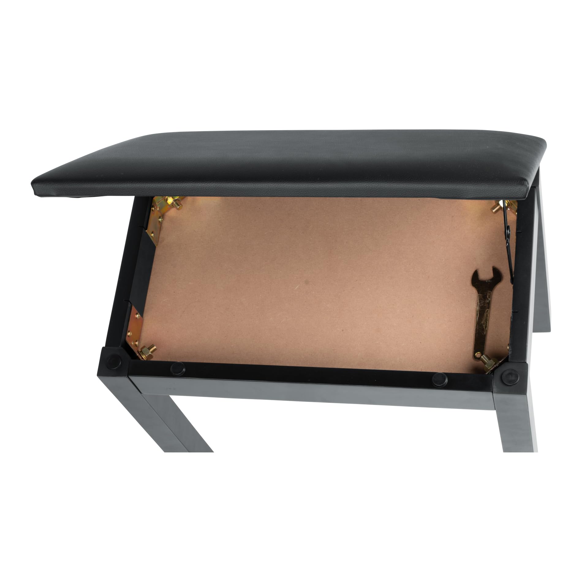Gator Frameworks GFW-KEYBENCH-WDBKS Deluxe Klavierbank – Holzbank in Schwarz mit aufklappbarem Ablagefach, gepolsterte Sitzfläche, ideal für Piano, Keyboard, Studio & Bühne