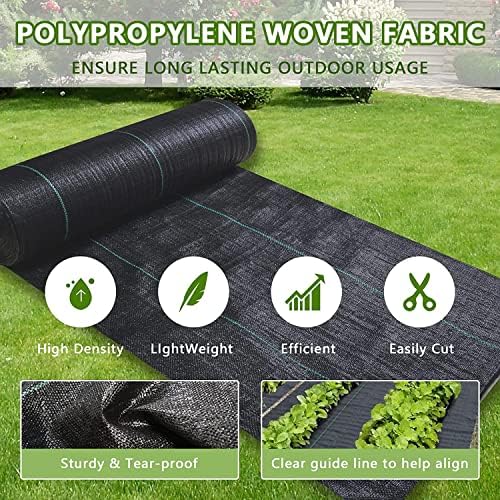 LGJIAOJIAO 1.4ftx50ft Weed Barrier Landscape Fabric Heavy Duty，Weed Block Gardening Ground Cover Mat, Weed Control Garden Cloth ，Woven Geotextile Fabric for Underlayment，Commercial Driveway Fabric — view 2