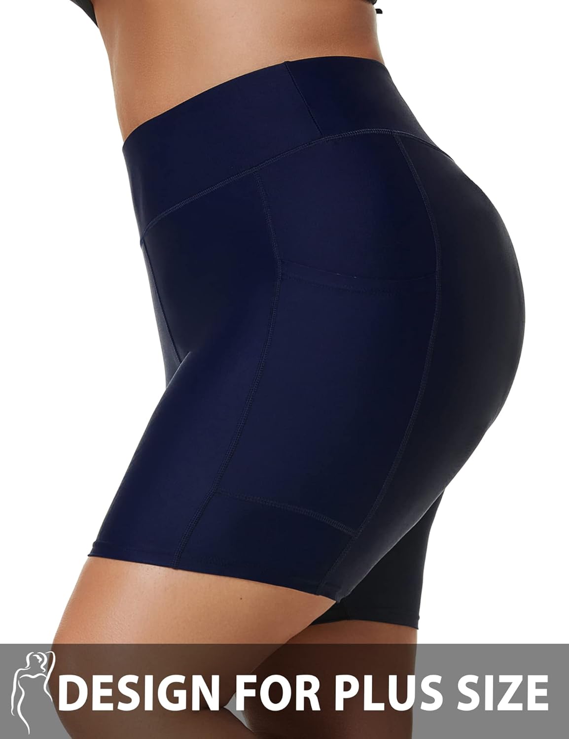 Tournesol Women's Plus Size Swim Shorts High Waisted Swimsuit Bottoms Tankini Boy Shorts Bathing Suit with Pocket - Image 3