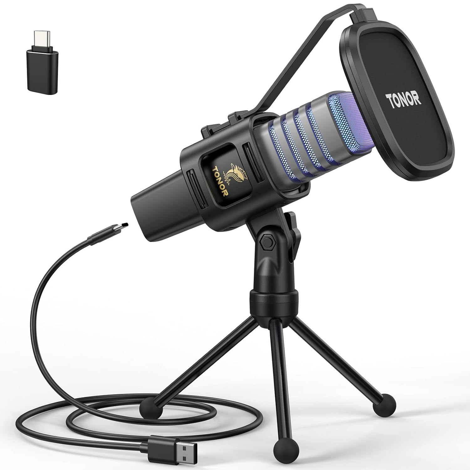 TONOR RGB USB Microphone, Cardioid Condenser Computer PC Mic with Tripod Stand, Pop Filter, Shock Mount for Gaming, Streaming, Podcasting, YouTube, Twitch, Compatible with Laptop Desktop,TC30 with RGB TONOR RGB USB Microphone, Cardioid Condenser Computer PC Mic with Tripod Stand, Pop Filter, Shock Mount for Gaming, Streaming, Podcasting, YouTube, Twitch, Compatible with Laptop Desktop,TC30 with RGB
