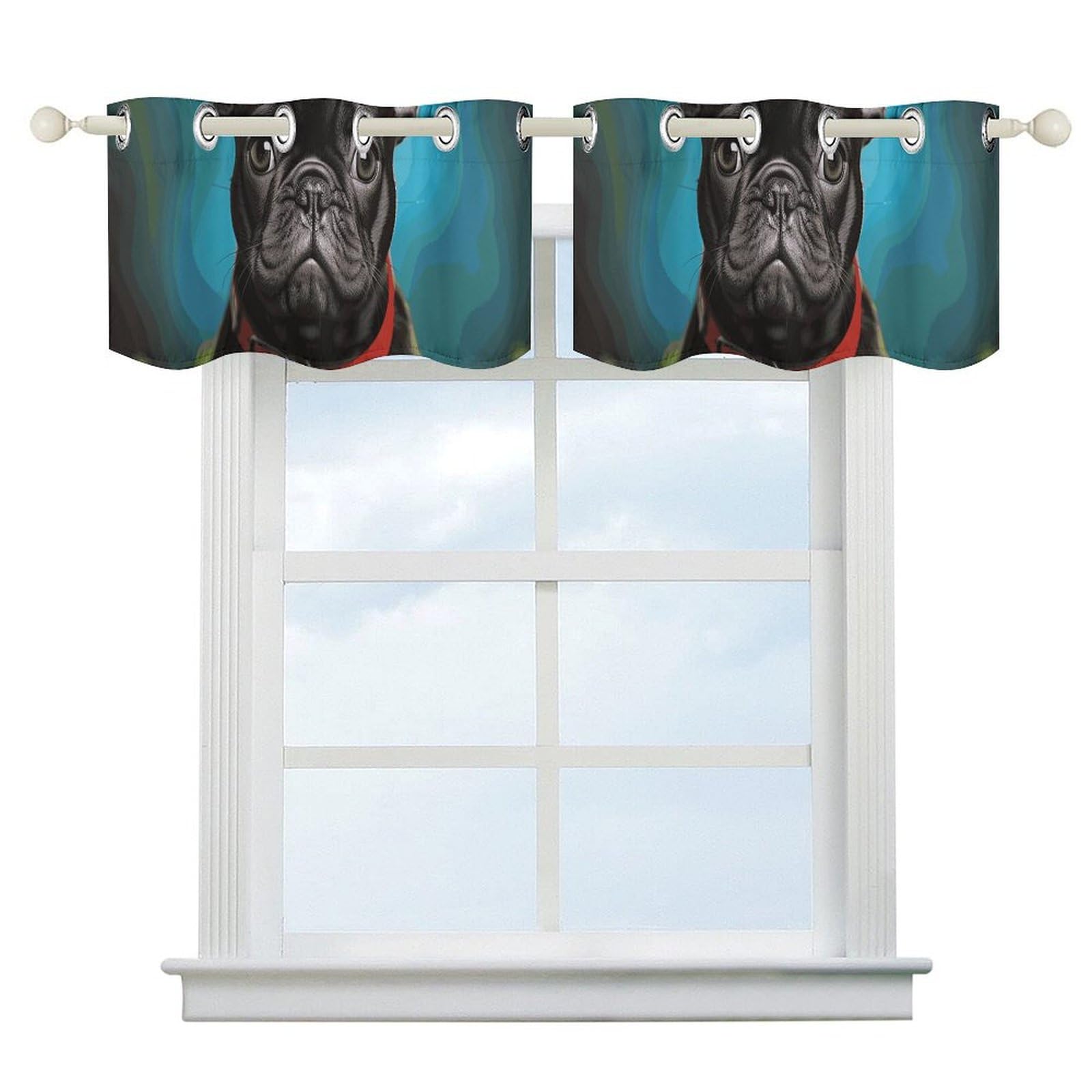 Rideaux isolation thermique performante pour salon avec imprimé bouledogue original