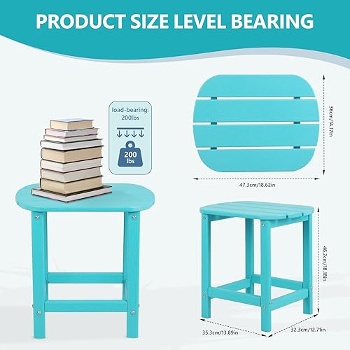 Miniatura 3 de Plawdlik Hdpe - Mesa auxiliar Adirondack para exteriores, con textura de madera, juego para patio, jardín, porche, piscina, patio compuesto, patio