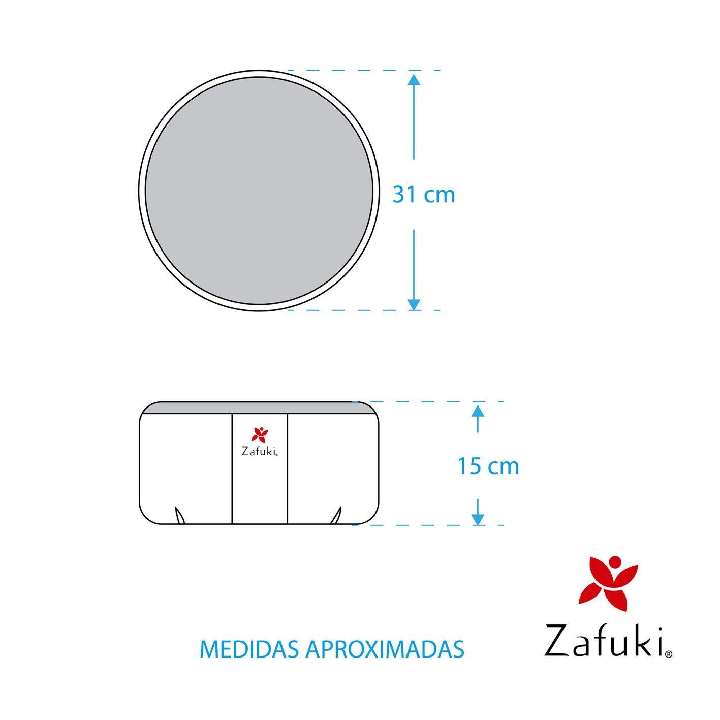 Zafu Redondo DESENFUNDABLE Cilindro - Cojín Meditación y Yoga Mindfulness - Relleno cáscara espelta