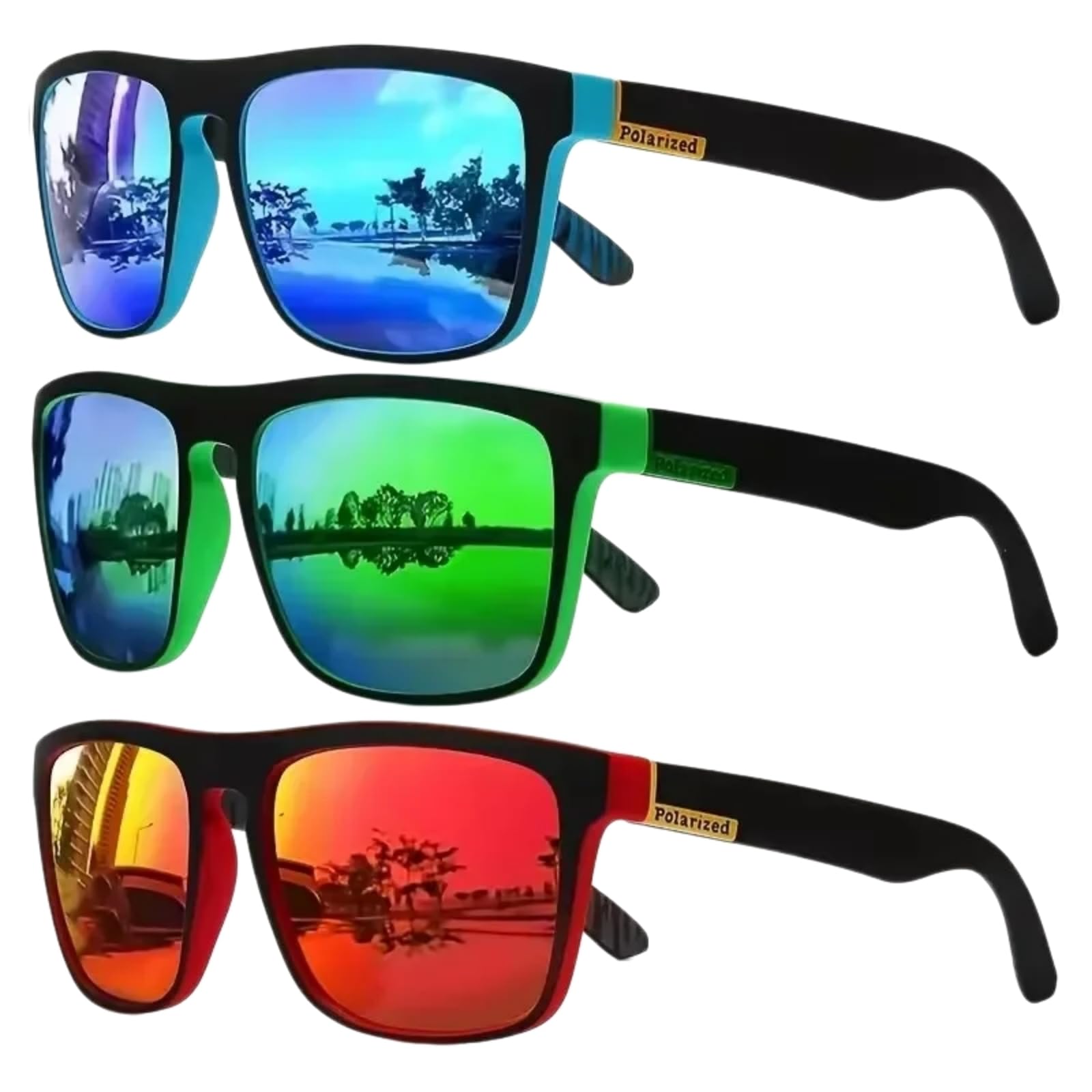 Lunettes de soleil sport UV400 cadre carré métal lunettes polarisées hommes femmes