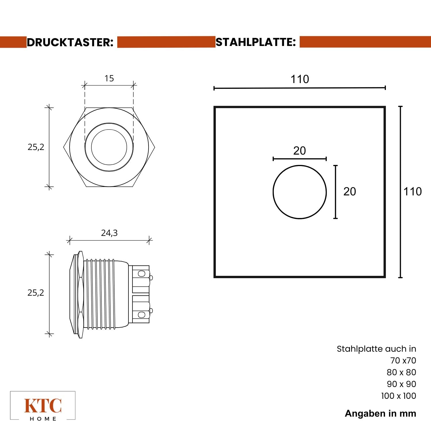 Campanello di alta qualità, colore antracite, pulsante a LED, bianco, dimensioni: 11 x 11 cm, RAL 7016, resistente ai raggi UV e alle intemperie, verniciato a polvere