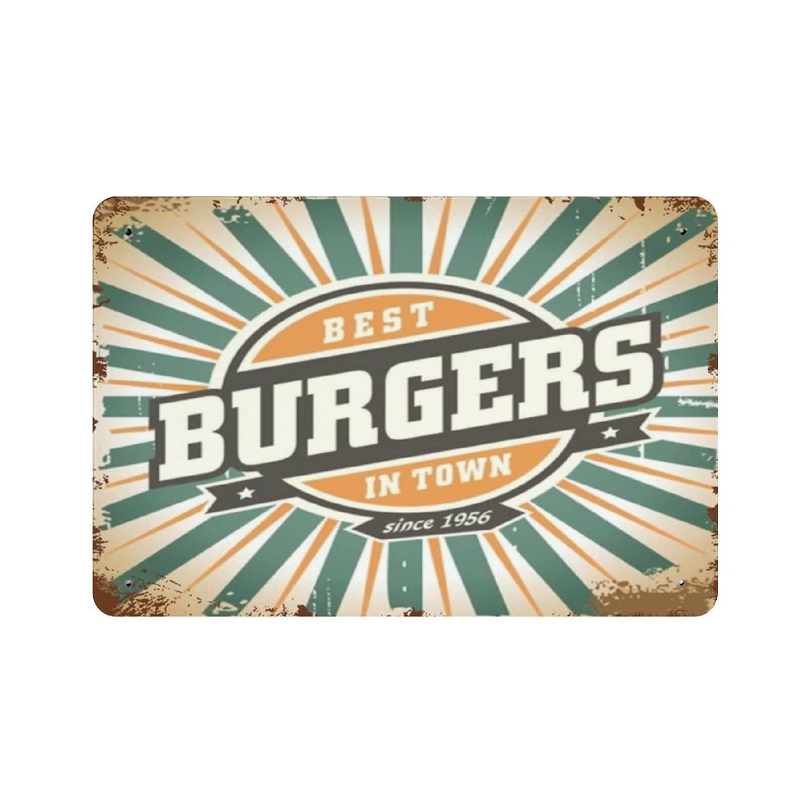Metal Tin Sign Retro Style Burger Sign Vintage Tin Poster Metal Sign Wall Decoration Country Kitchen Home Garage Decor 8"x12"