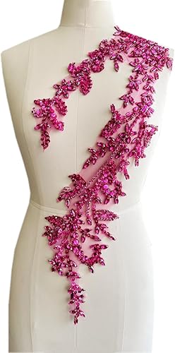 Miniatura 15 de Parches de lentejuelas brillantes de acrílico hechos a mano en encaje, con cuentas y piedras, para coser, accesorios para vestido de novia (negro)