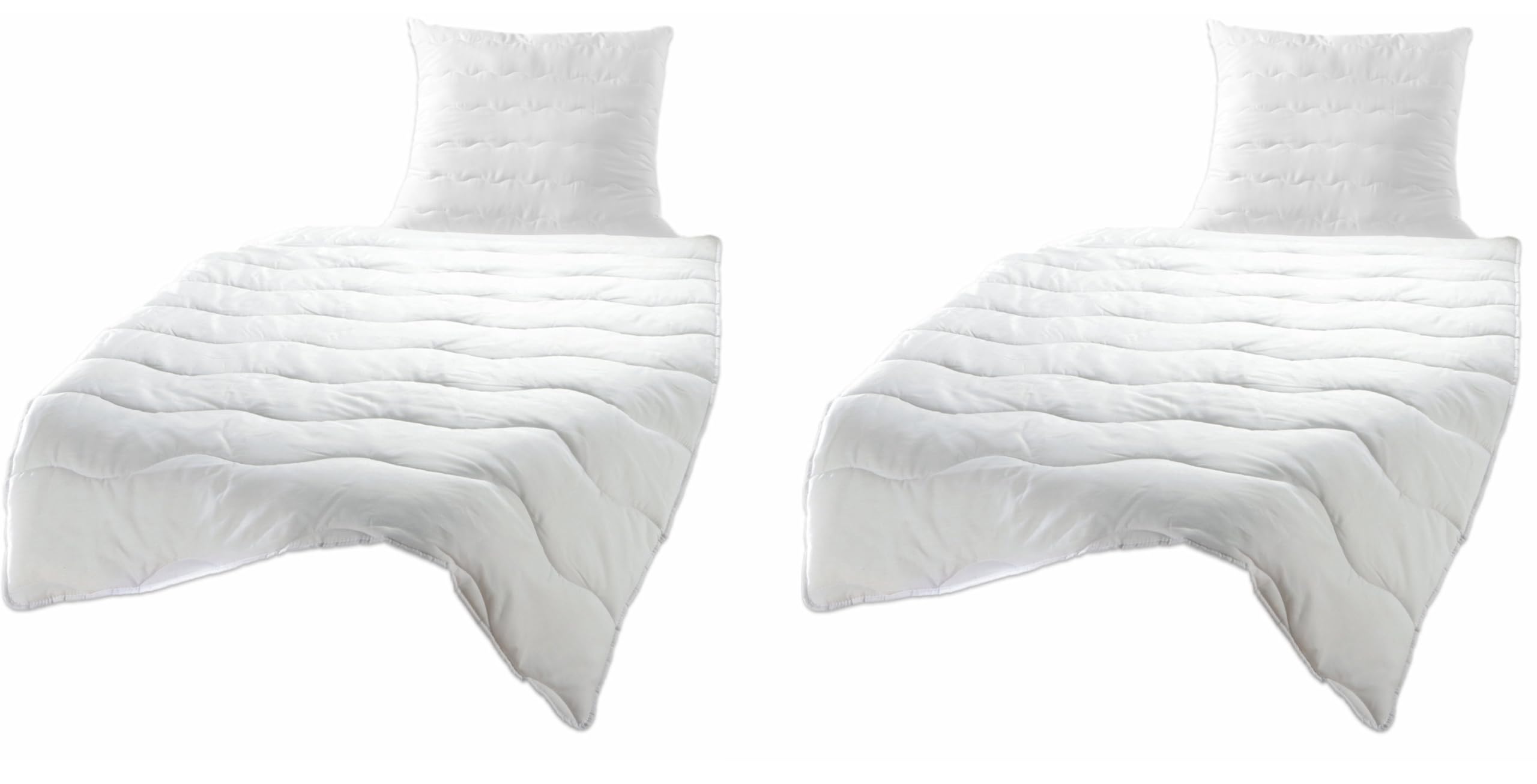 Steppbettdecke Bettdecke & Kopfkissen Comfort Bettenset Für Allergiker Waschbar Ganzjahresdecke Vierjahreszeiten-Bett mit Klimafaser Steppdecke 2X Bettdecke und 2X Kopfkissen mit Steppung 4 teilig Set