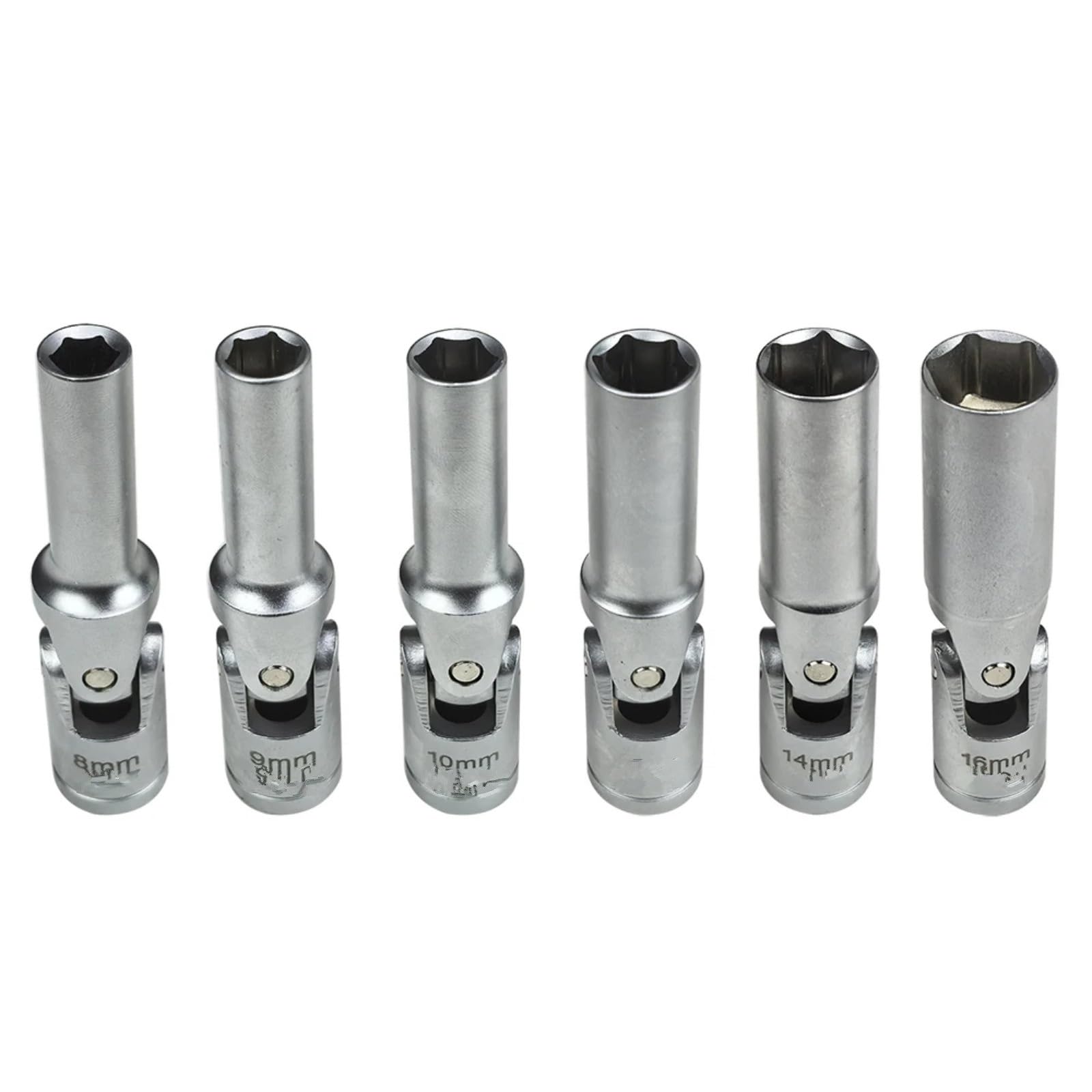 Juego de 6 Llaves de Vaso para bujías incandescentes de 3/8" Junta Universal de 8-16 mm Herramienta de extracción de bujías incandescentes de 6 Puntas para extracción reemplazo bujías incandescentes