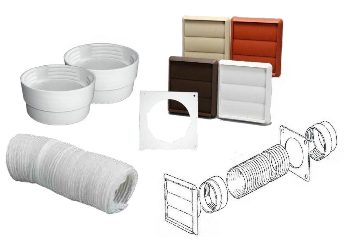 Swiftair Beige 100Mm Tumble Dryer Venting Kit Wall Ducting Gravity Ventilation Fan Kit (Beige)