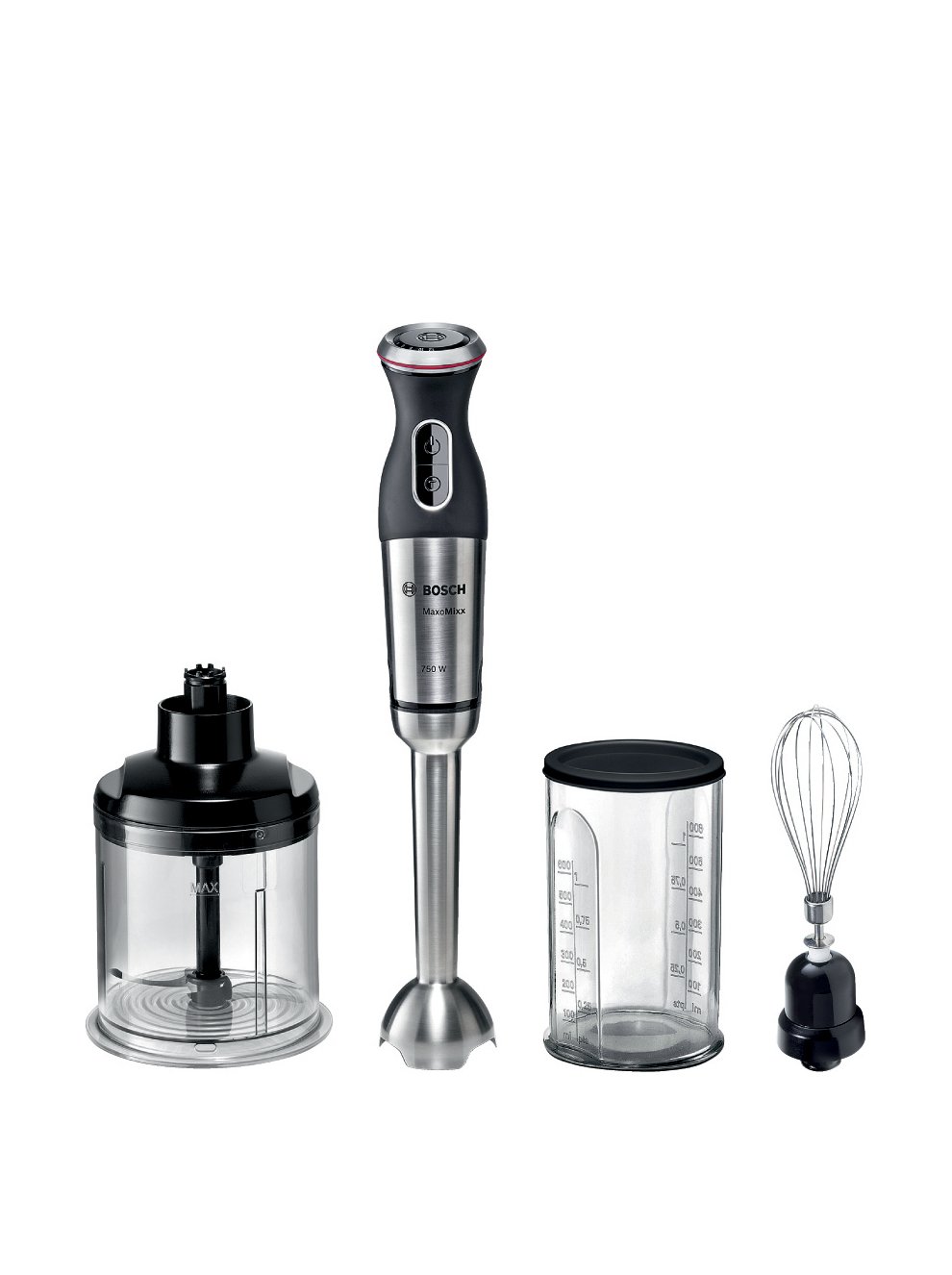 Hand holding the Bosch MSM87160 Immersion Blender during operation