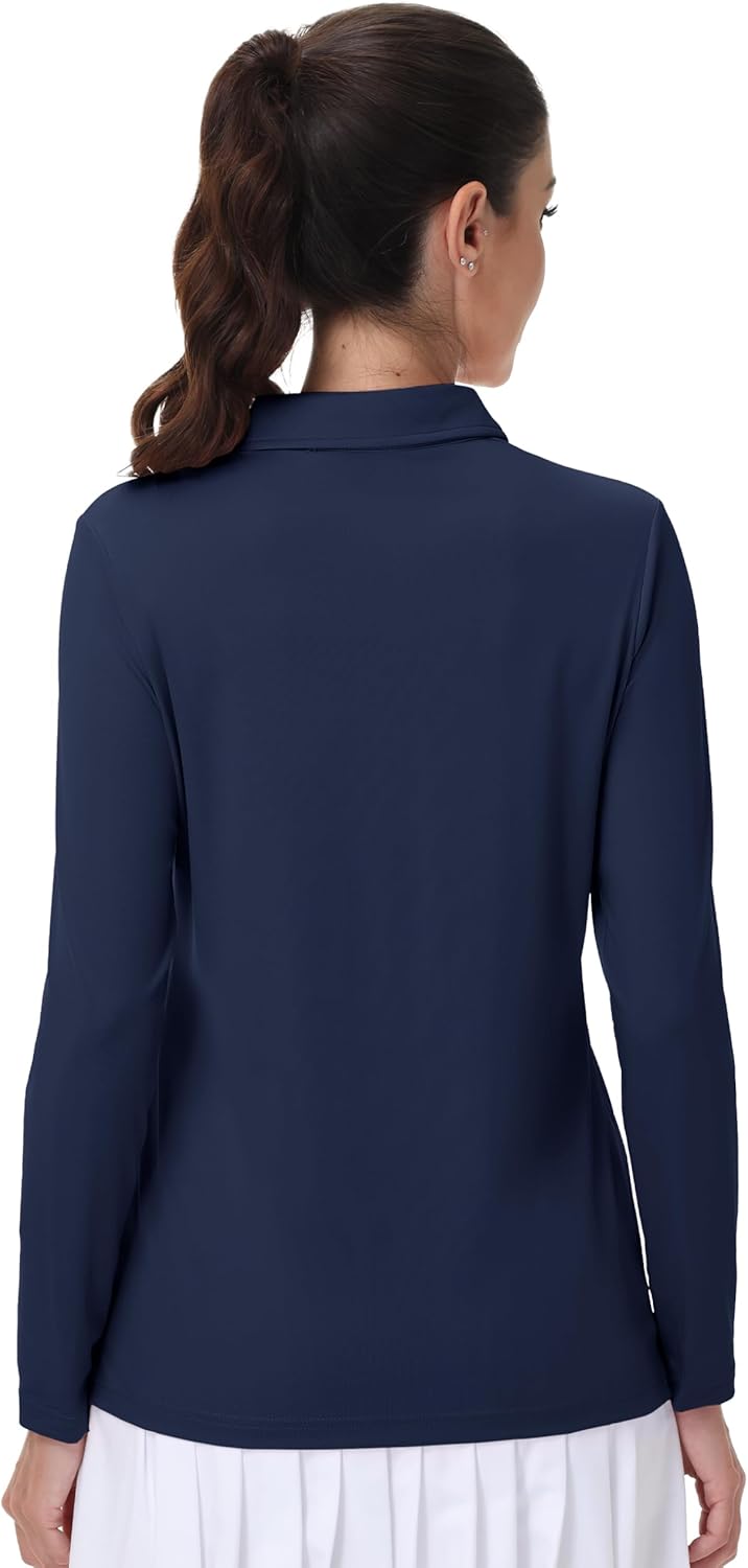 MAGCOMSEN Women's Polo Shirts Long Sleeve Golf Shirt Quick Dry UPF 50+ Sun Protection Lightweight Tennis Shirts - Image 2