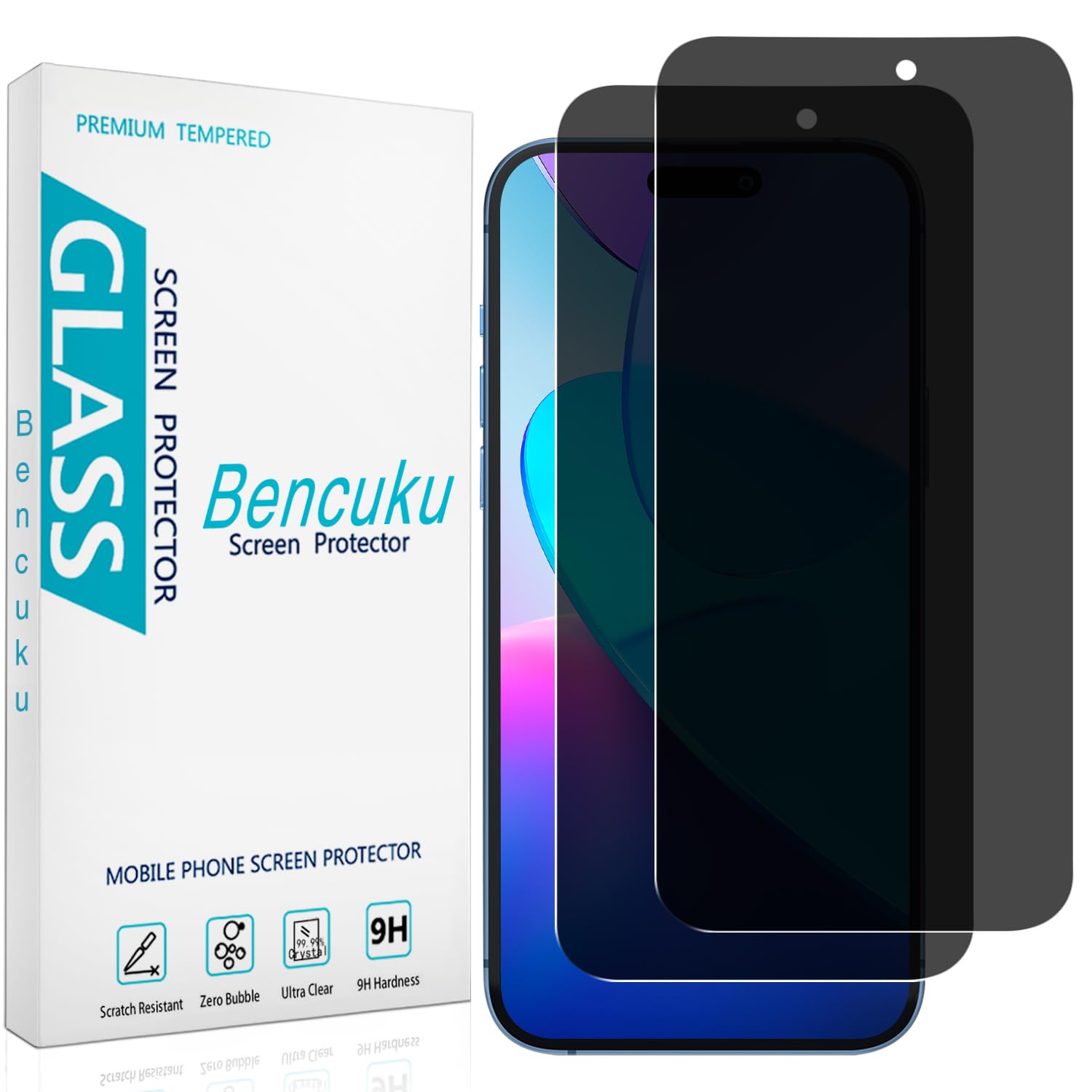 Photo 1 of Bencuku 2 Pack Privacy Screen Protector for iPhone 17 Pro Max