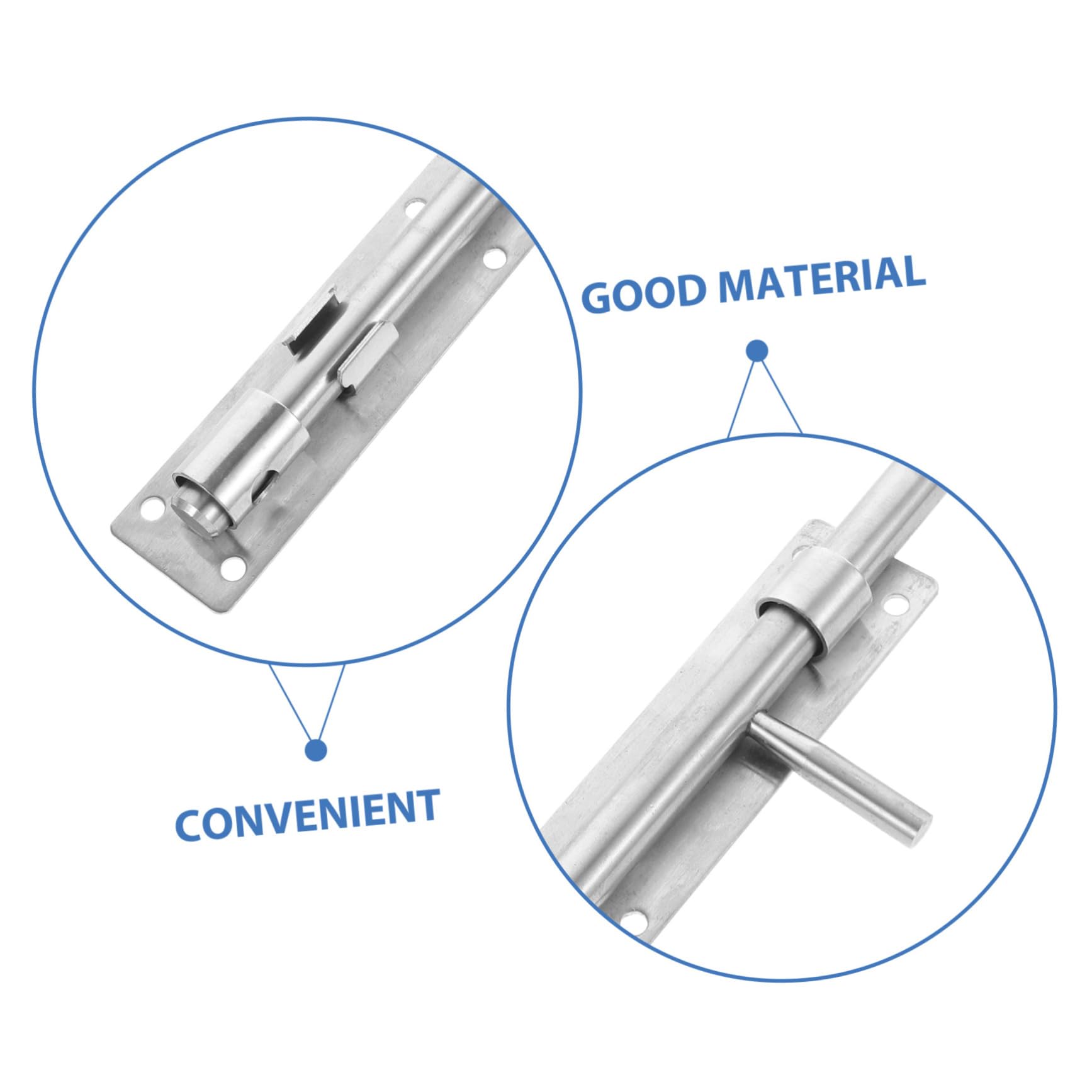 Loquet Coulissant de Porte en Acier Inoxydable Renforcé, Argenté