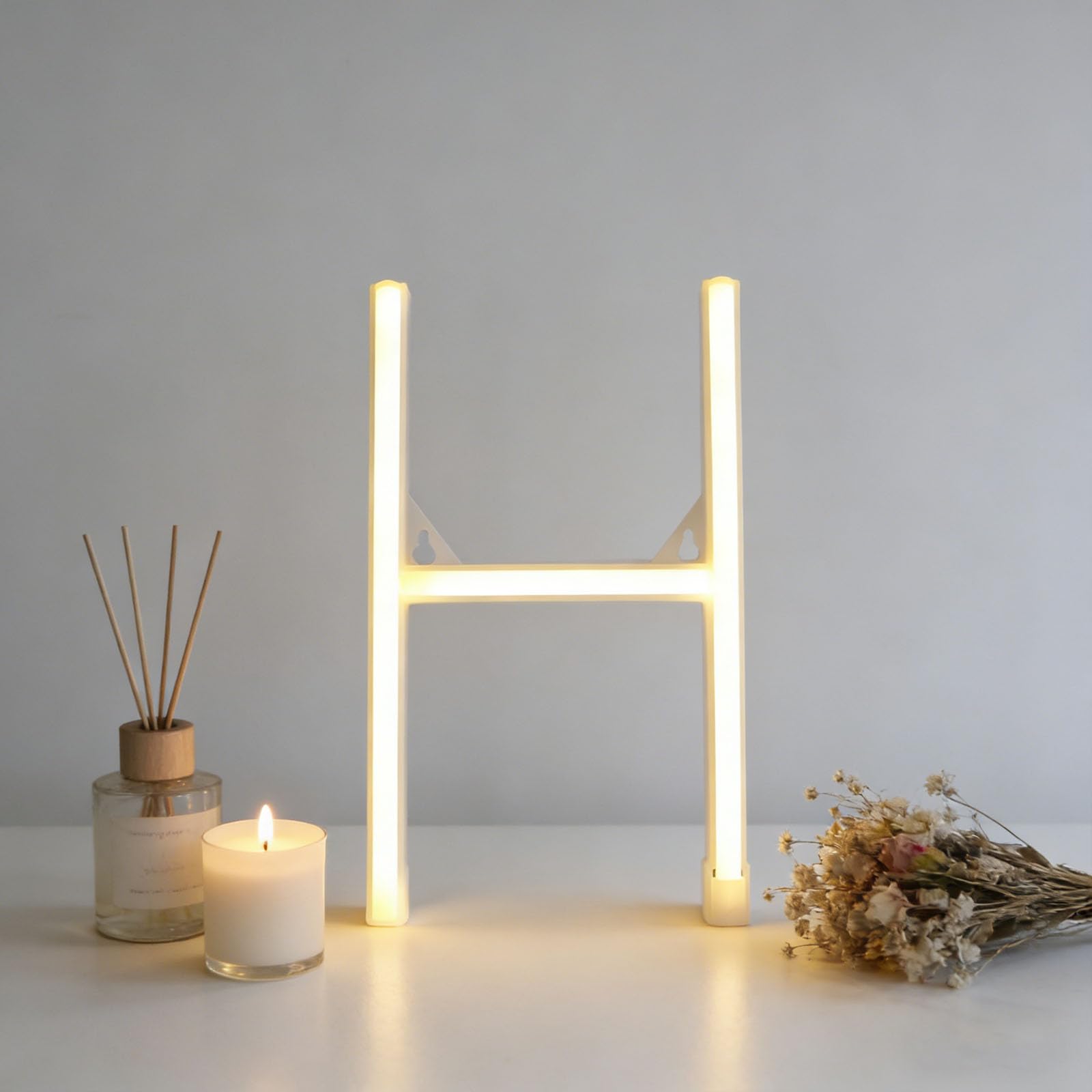 shulovehua LED Letter Neon Lights Light Up Warm White Neon Letters LED Alphabet Neon Letter Sign Lights Battery/USB Powered Neon Signs Words Night Lights for Cafe Retail Photo Shoot Business Home（H）