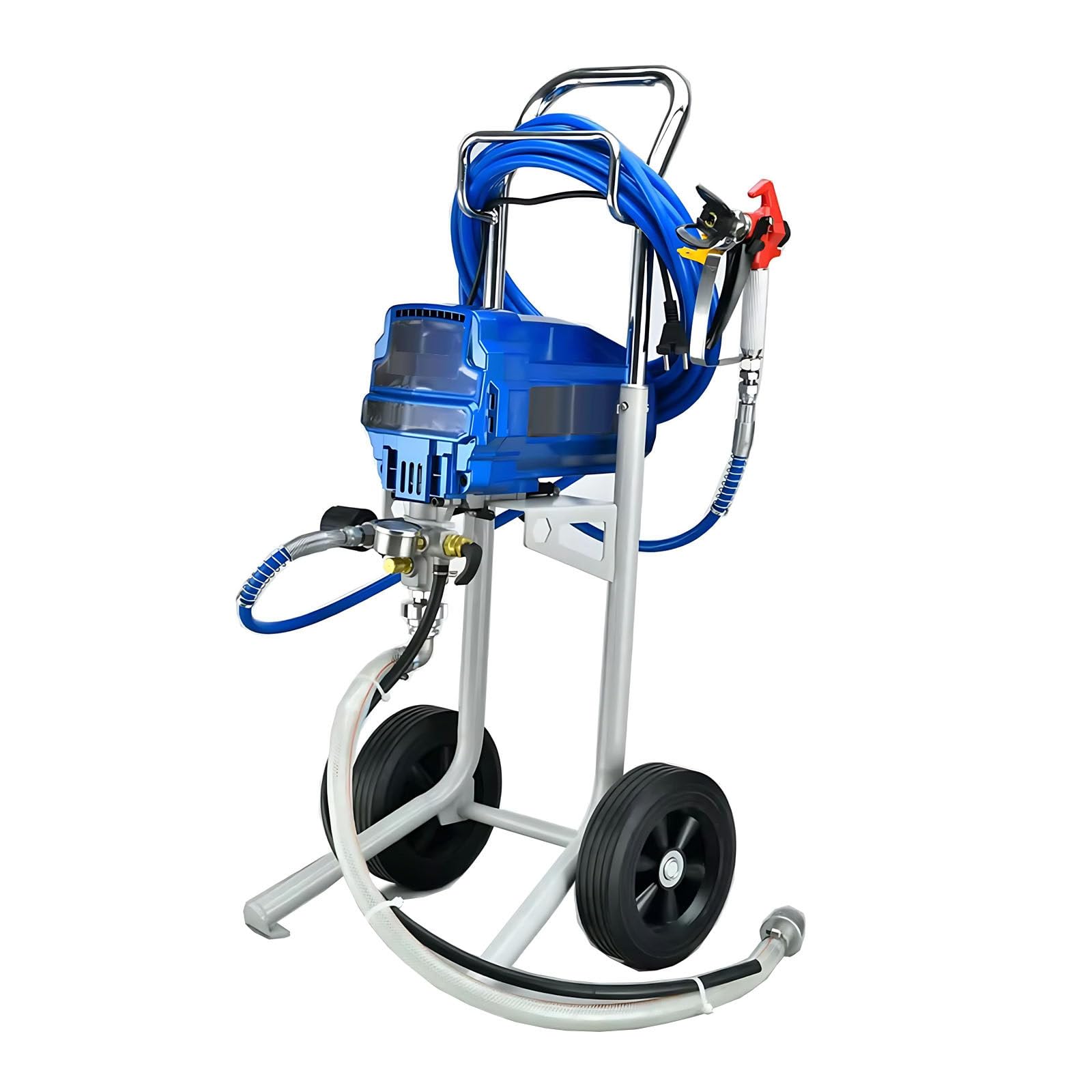 1800 W, Pistolet Natryskowy do Farby na Wózku, o Wysokiej Wydajności, 3300 Psi, Gotowy do Użycia, bez Rozcieńczania, do Ścian, Garażu, Tarasu i Innych Powierzchni, Niebieski