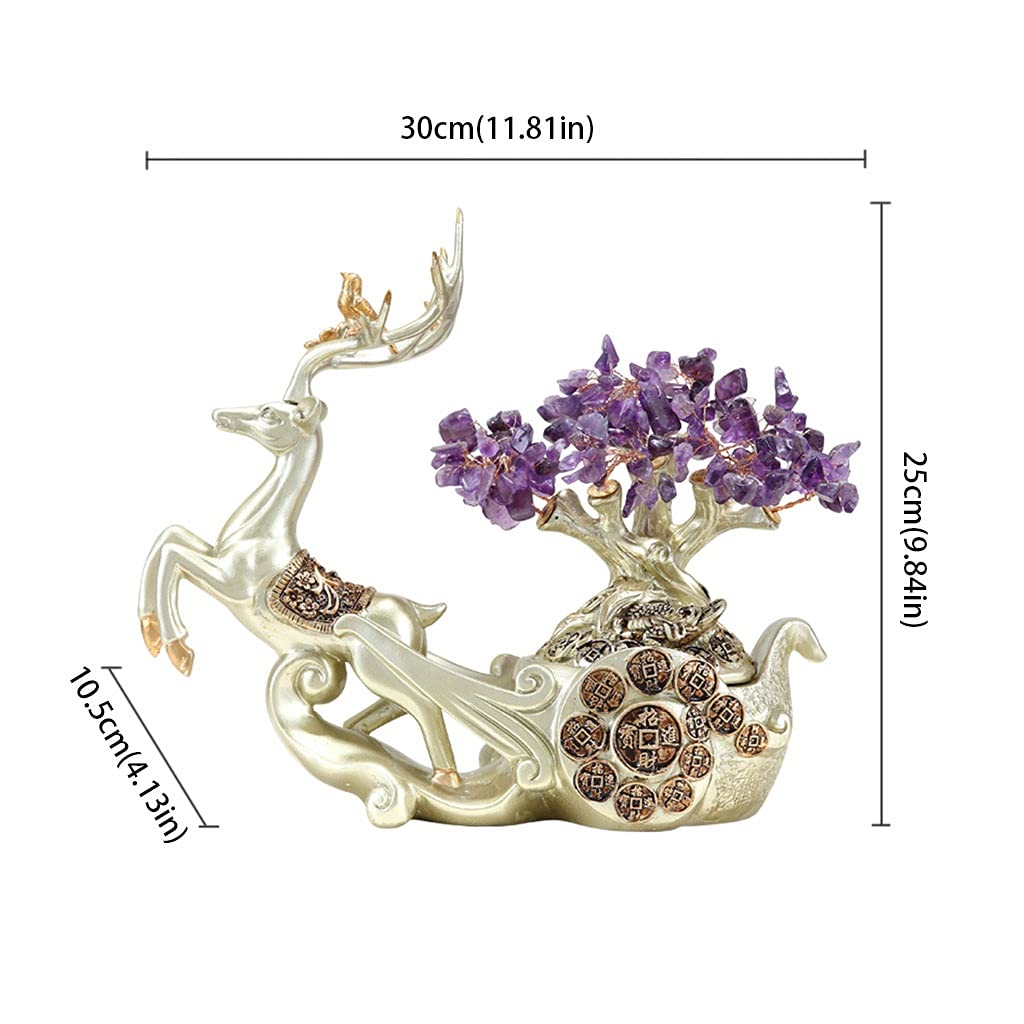 sdneNest Árbol de cristal hecho a mano, árbol de la fortuna de cristal, decoración del hogar, árbol de la fortuna de cristal, árbol de Feng Shui, árbol artificial de 9.84 pulgadas, Feng Shui, S, A
