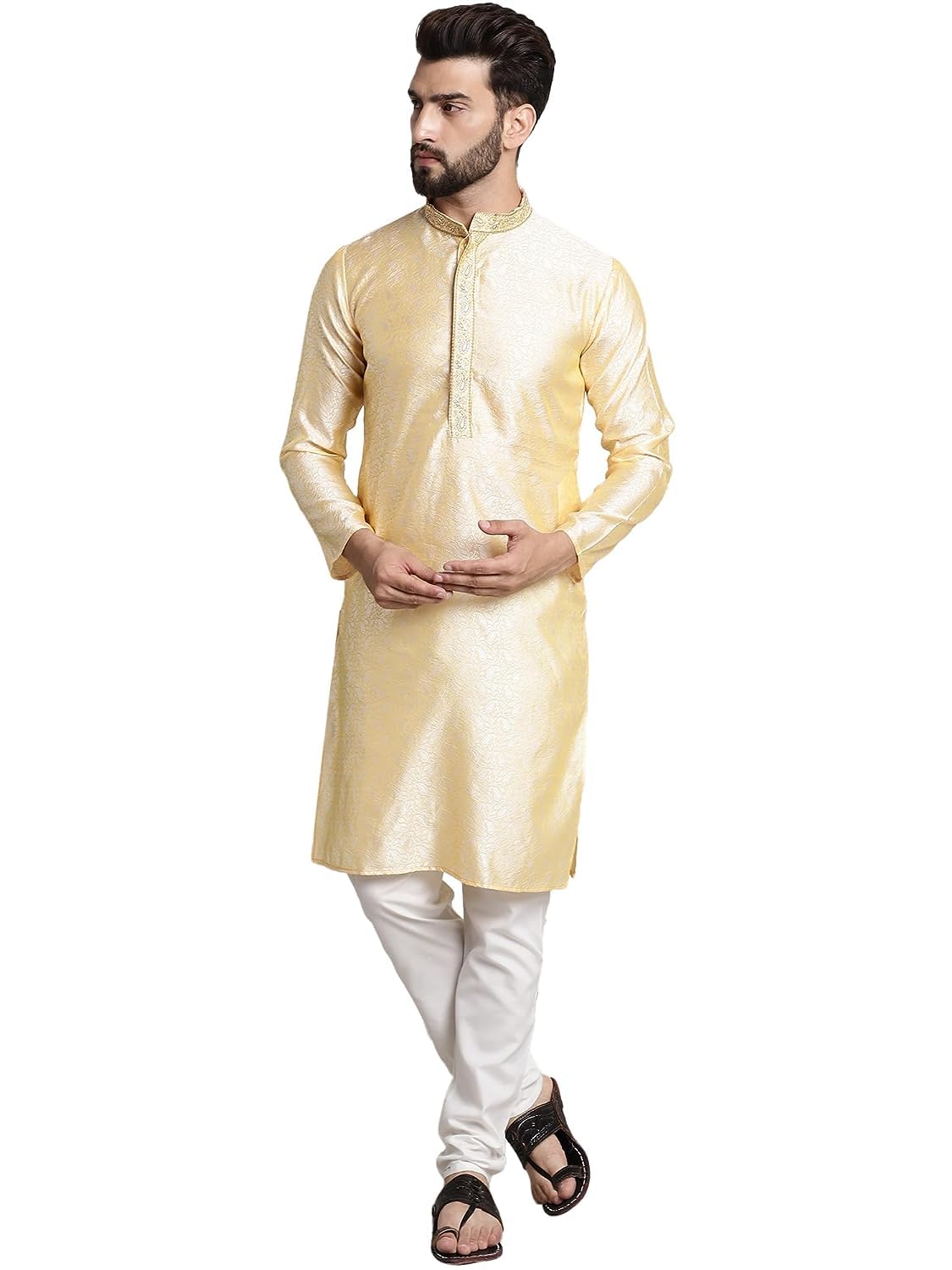royal kurta Men's Silk Blend Kurta Churidar Pyjama Set-picture-34
