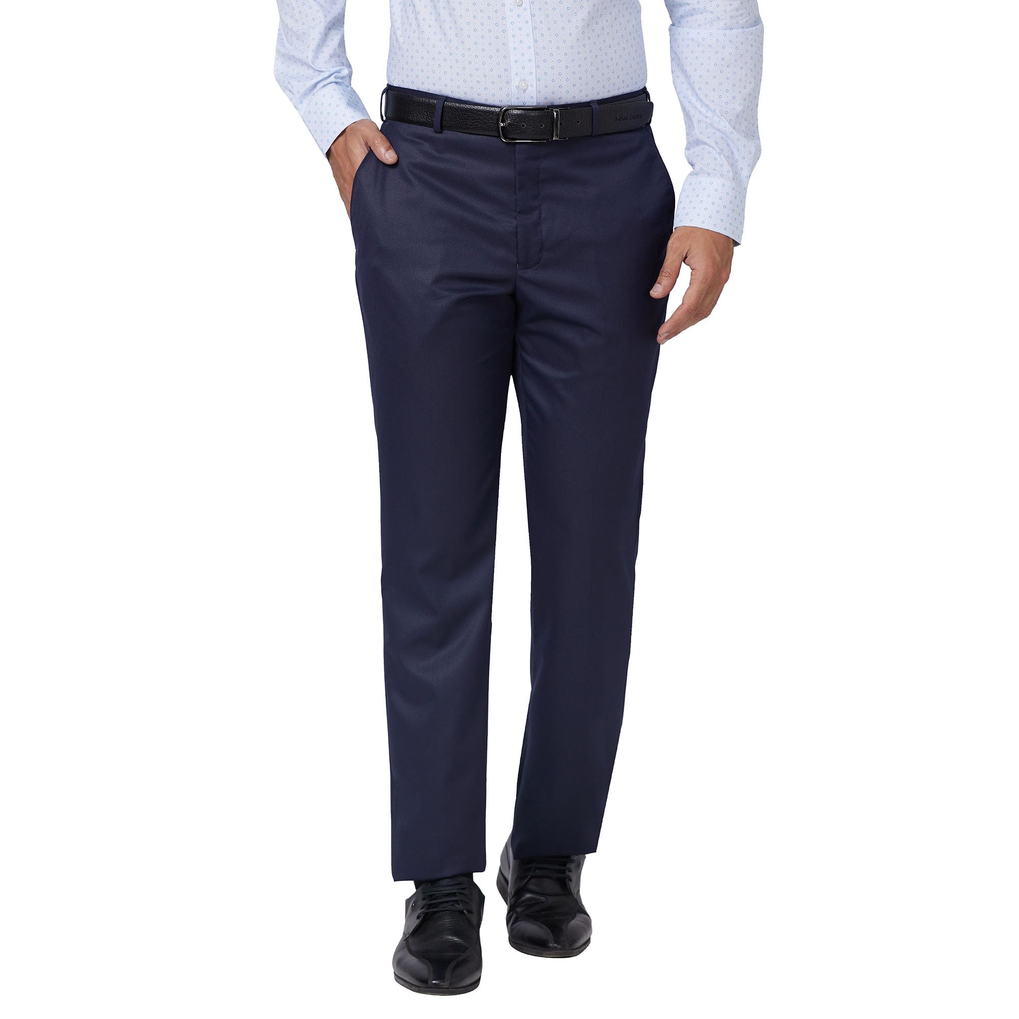 park avenue Men's Polyester Blend Structure Pattern Smart Fit Flat Front Formal Trouser-picture-22