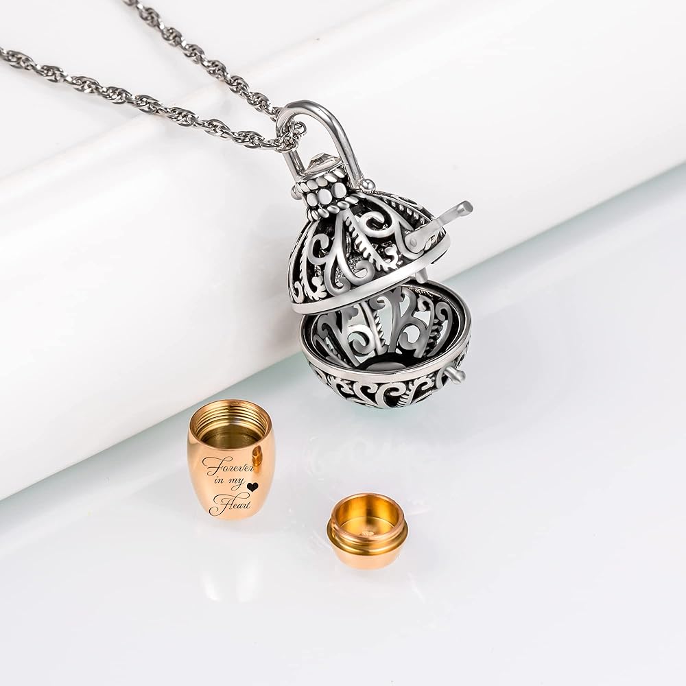 (未使用･未開封品)　No Longer By My Side、Forever In My Heart CarvedロケットCremation Urnネックレスfor Mom &amp; Dad wyeba8q No Longer By My Side Forever in My Heart Urn Pendant