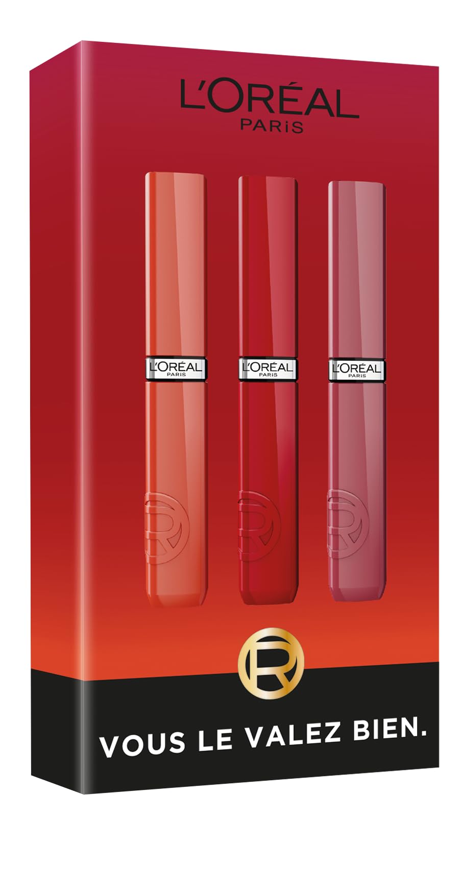 L'Oréal Paris - Lacca per labbra liquida effetto vinile, colore intenso e finitura lucida, 16 ore di lucentezza laccata inarrestabile, senza trasferimento, infallibile laccata resistente, confezione