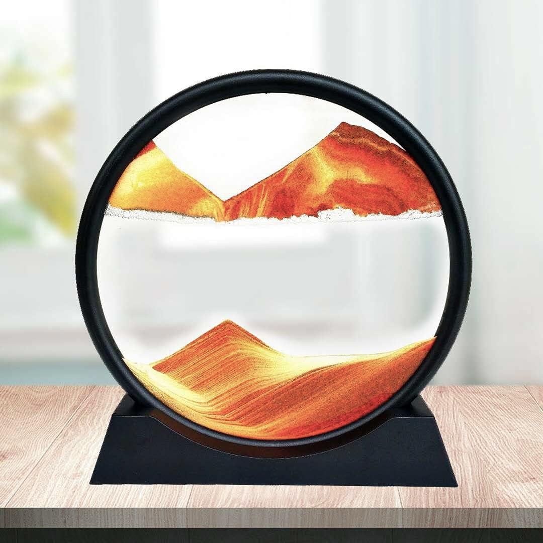 HY HAOYINGHY HAOYING ITTA Moving Sand Art Picture, 3D Dynamic Sand Art Liquid Motion, Round Glass Rainbow Vision Sand Picture Sandscape Flowing Exotic Sand Frame Relaxing Tabletop Home Office Décor