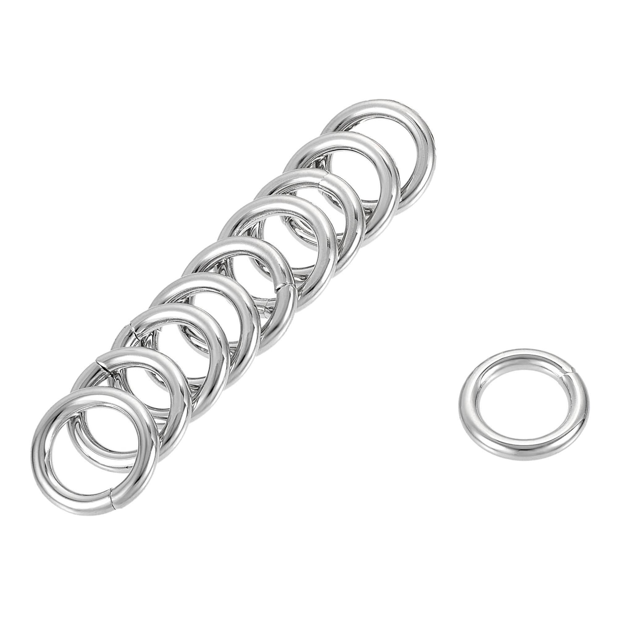 uxcell Metal O Ring 16mm(0.63") ID 3.8mm Thickness Non-Welded Rings for Hardware DIY Silver Tone 15pcs