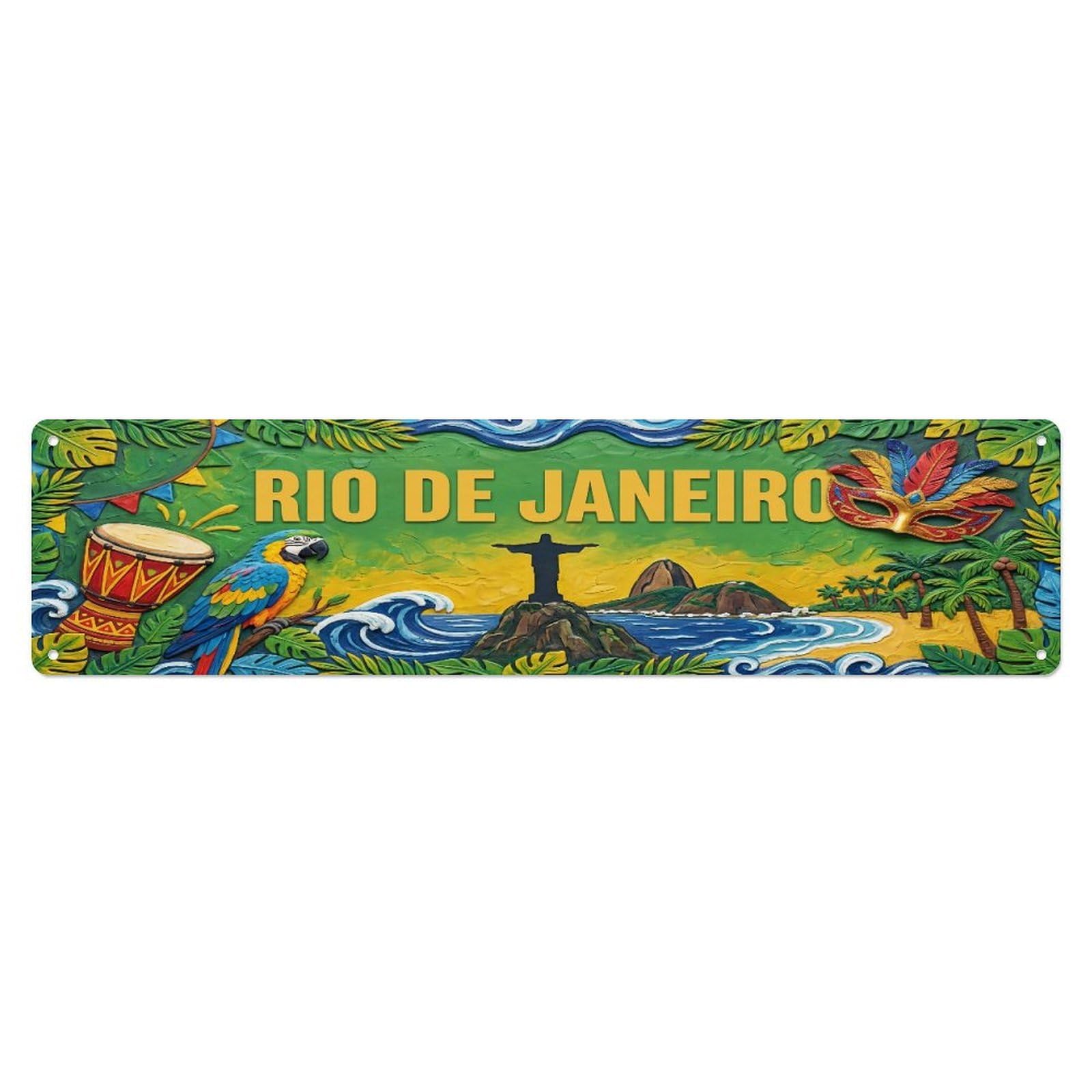 Xanthor Style Metal Tin Sign Vintage Rio De Janeiro Brazil Flag Pattern