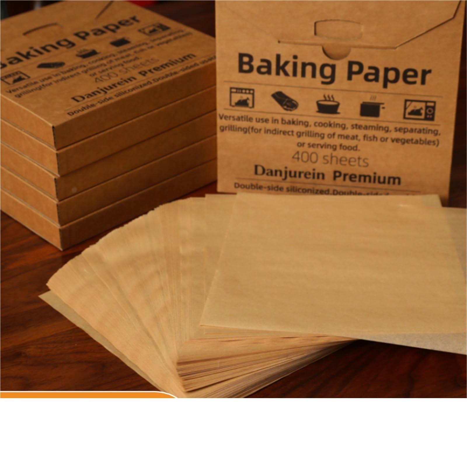 backpapier Sandwich-Geschenkpapier, Lebensmittelkorb-Einlagen, fettdichtes und antihaftbeschichtetes Backpergamentpapier(Brown 12x12in 200pcs)