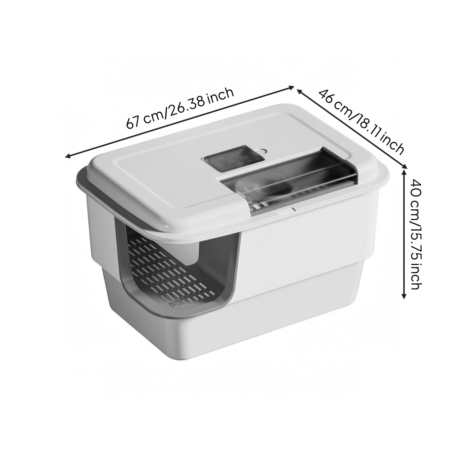 Lettiera in Acciaio Inox Anti-Perdite, Bianco E Grigio