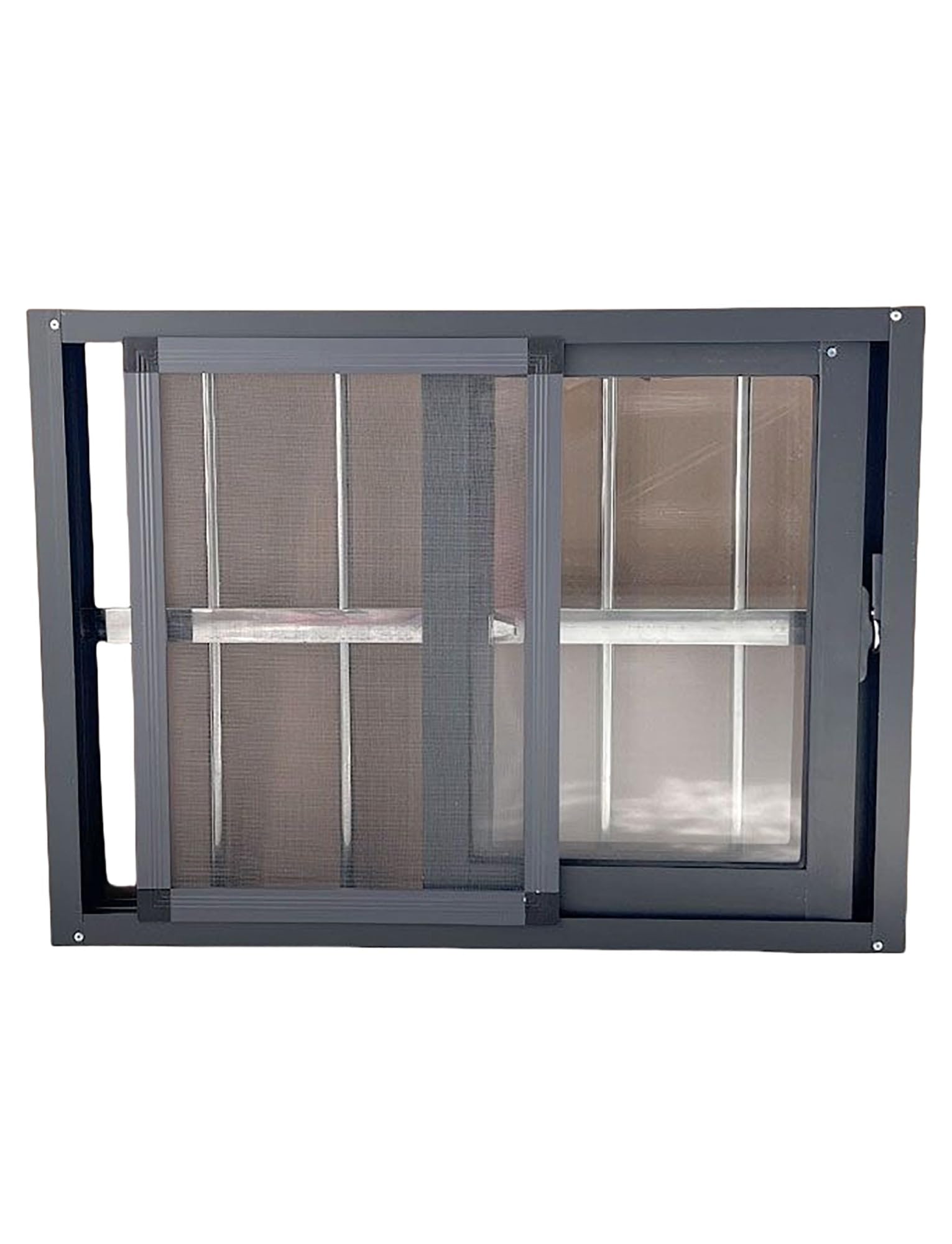Finestra orizzontale scorrevole per cantina, design in stile fienile con vetro, schermo integrato e blocco di sicurezza per una maggiore sicurezza e ventilazione in bagni, garage, loft