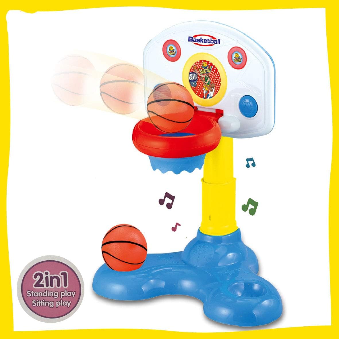 Early Development Baby Shoot and Sound Basketball Toy with Lights and Sound 6 12 18 Months Old 1 Year Old Baby Sport Toy Basketball Hoop Activity Shooting Ball Game Toy for Toddlers Boys and Girls