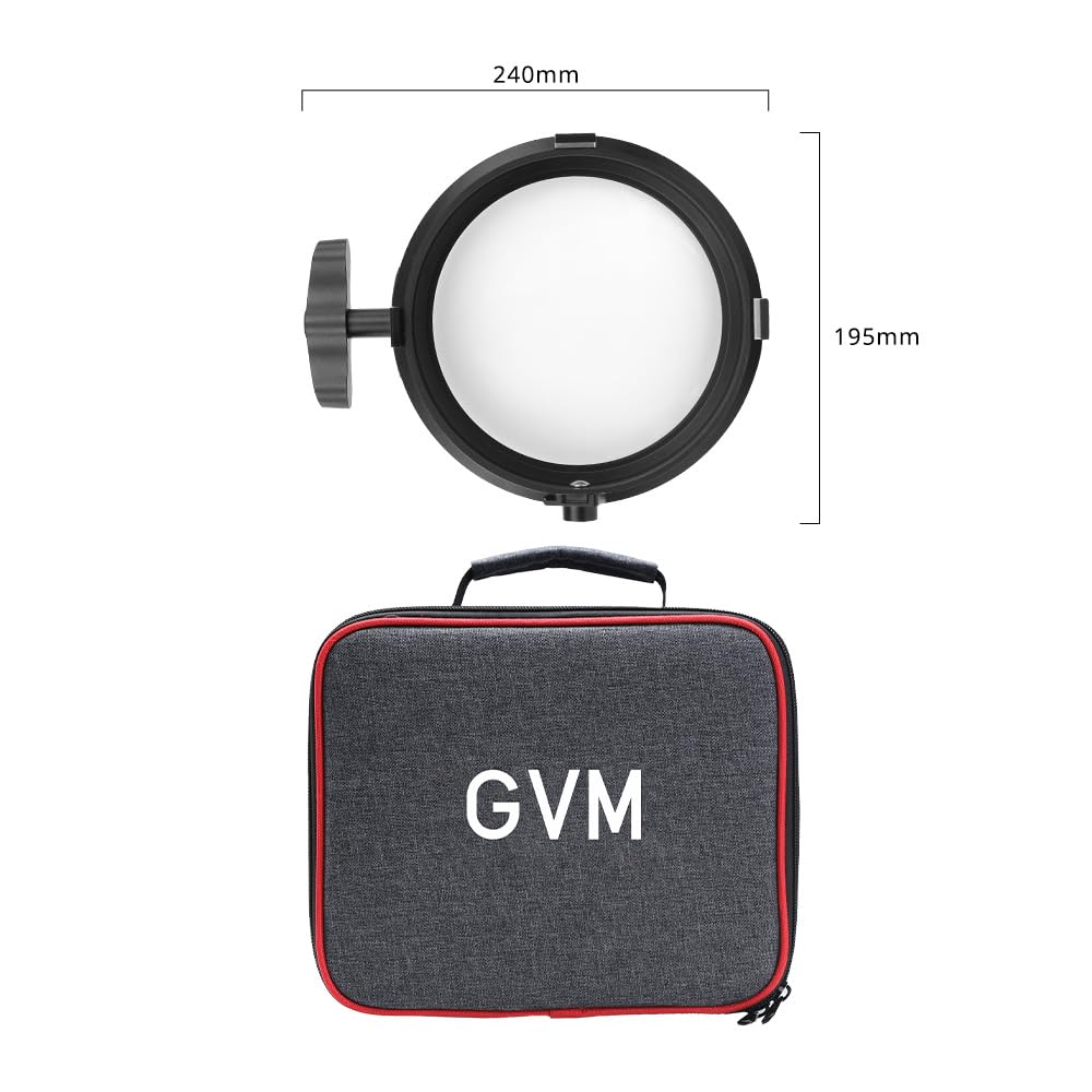GVM Intensificatore ottico 3X per luci video a LED, uscita istantanea a tripla luminosità, fascio di luce morbido e uniforme, attacco leggero per film, fotografia, interviste e live streaming