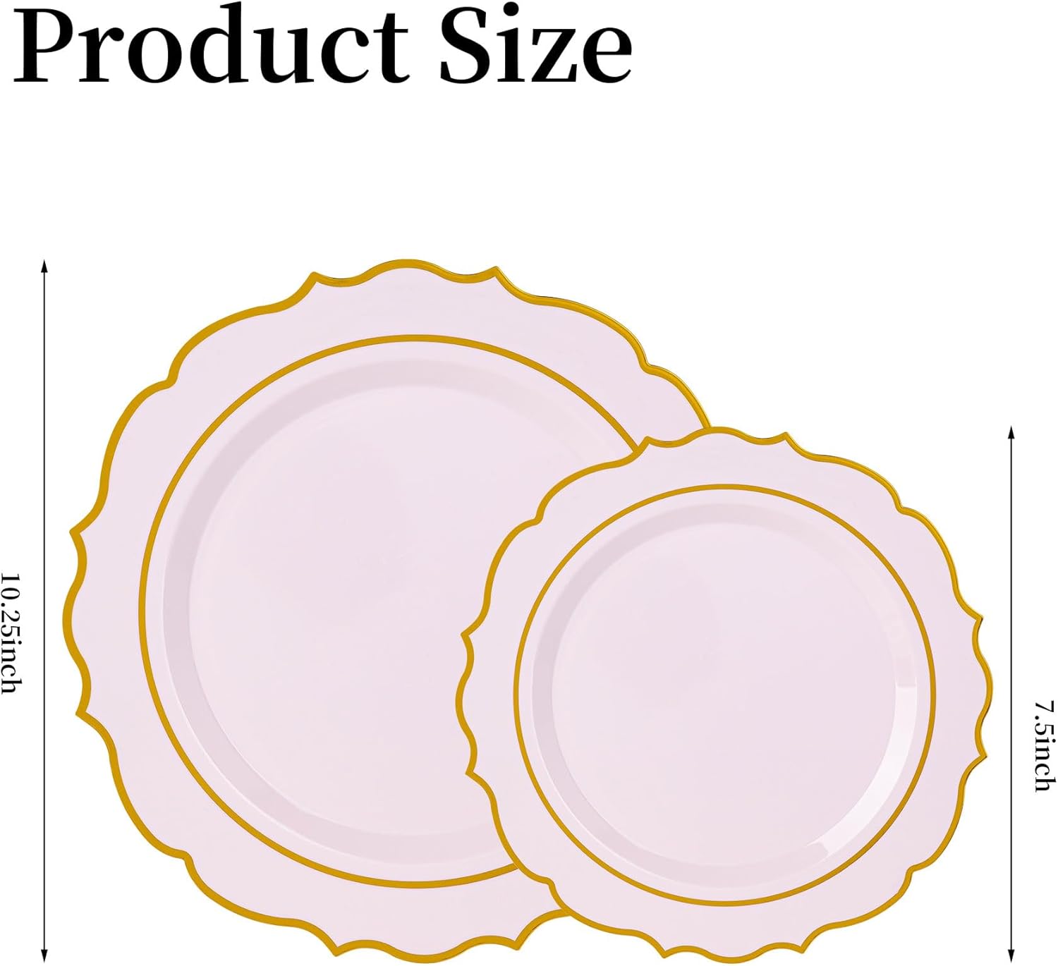 120PCS Pink Plastic Plates, Disposable Elegant Party Plate with Gold Rim, Heavy Duty 60 Dinner and 60 Dessert Fancy Plates for Party and Wedding - Image 2