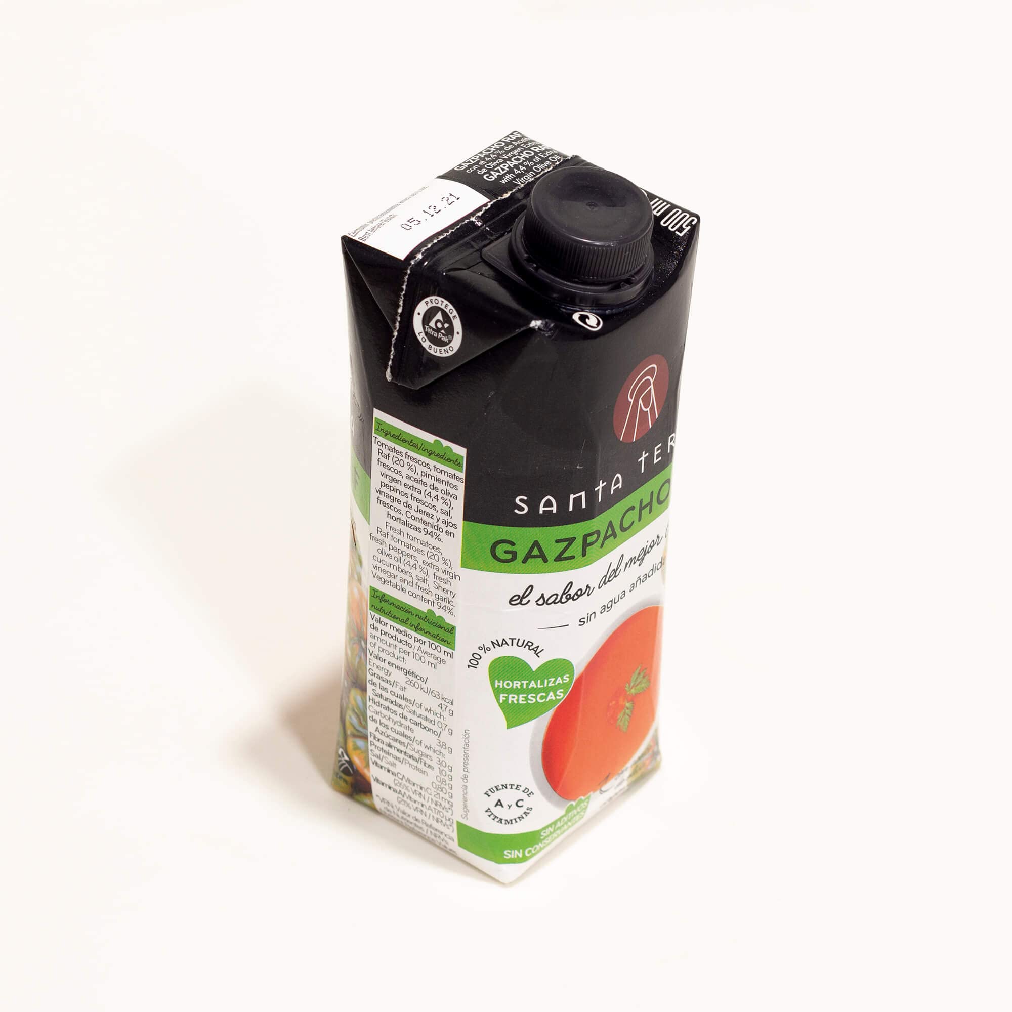 Santa Teresa - Gazpacho de Tomate Raf 500ml | Elaborado con Hortalizas Frescas e Ingredientes 100% Naturales | Sin Aditivos ni Gluten