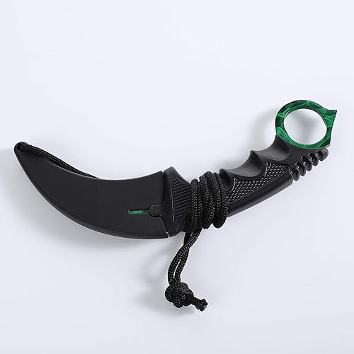 Miniatura 4 de Karambit - Cuchillo de entrenamiento de práctica de acero inoxidable con funda para principiantes, herramienta de entrenamiento 100% segura (verde)