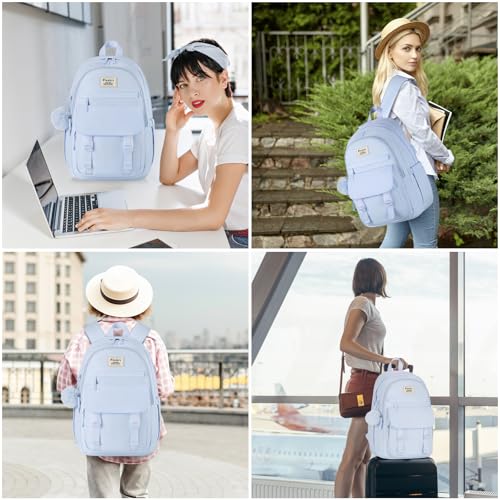Image of WINDARS School Backpack for Teen Girls, Cute College Backpacks for Women Students Aesthetic Bookbag Large 15.6 Inch Laptop Bag Middle School Travel Back Pack (Blue)