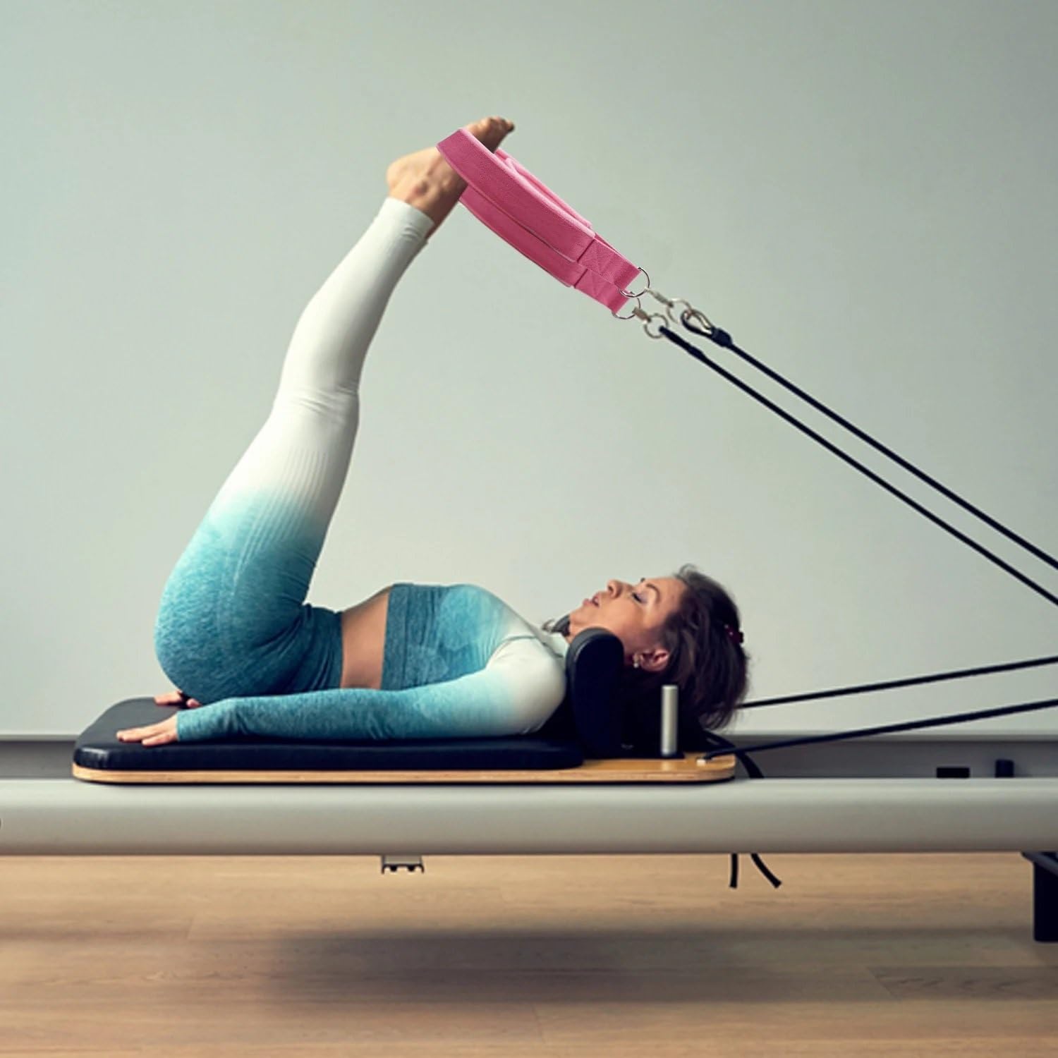 łóżko do jogi Pilates podwójne pętlowe paski do pasków fitness, akcesoria do ćwiczeń jogi do treningu na siłowni domowej, 1 para sprzęt do jogi(Pink)