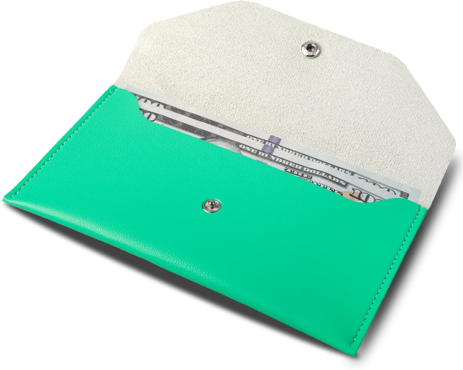 BLMHTWO Cash Wallets for Women - Reusable Leather Cash Envelope Wallet for Budgeting, Billing (Light Green)